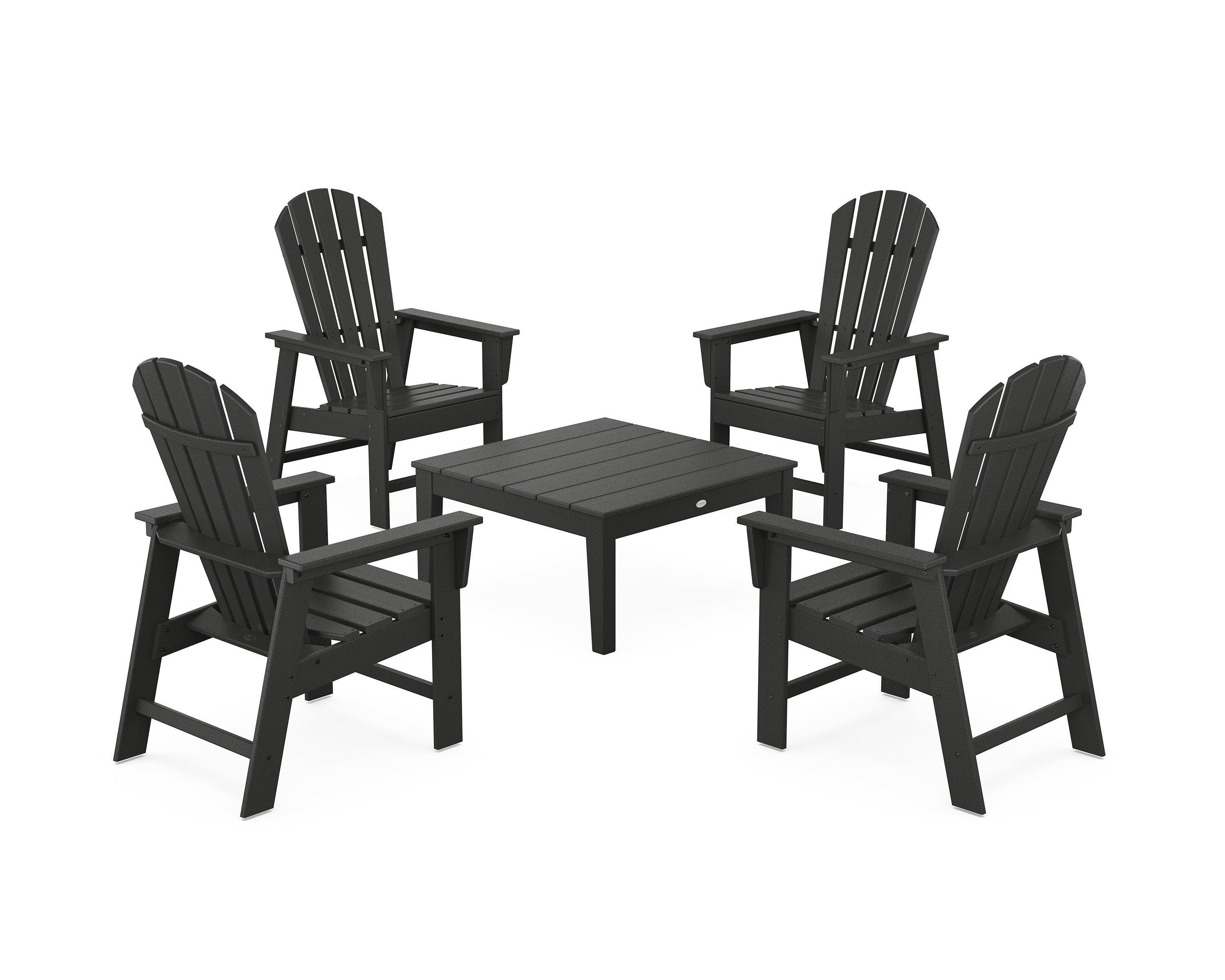POLYWOOD 5-Piece South Beach Casual Chair Conversation Set with 36" Conversation Table in Black