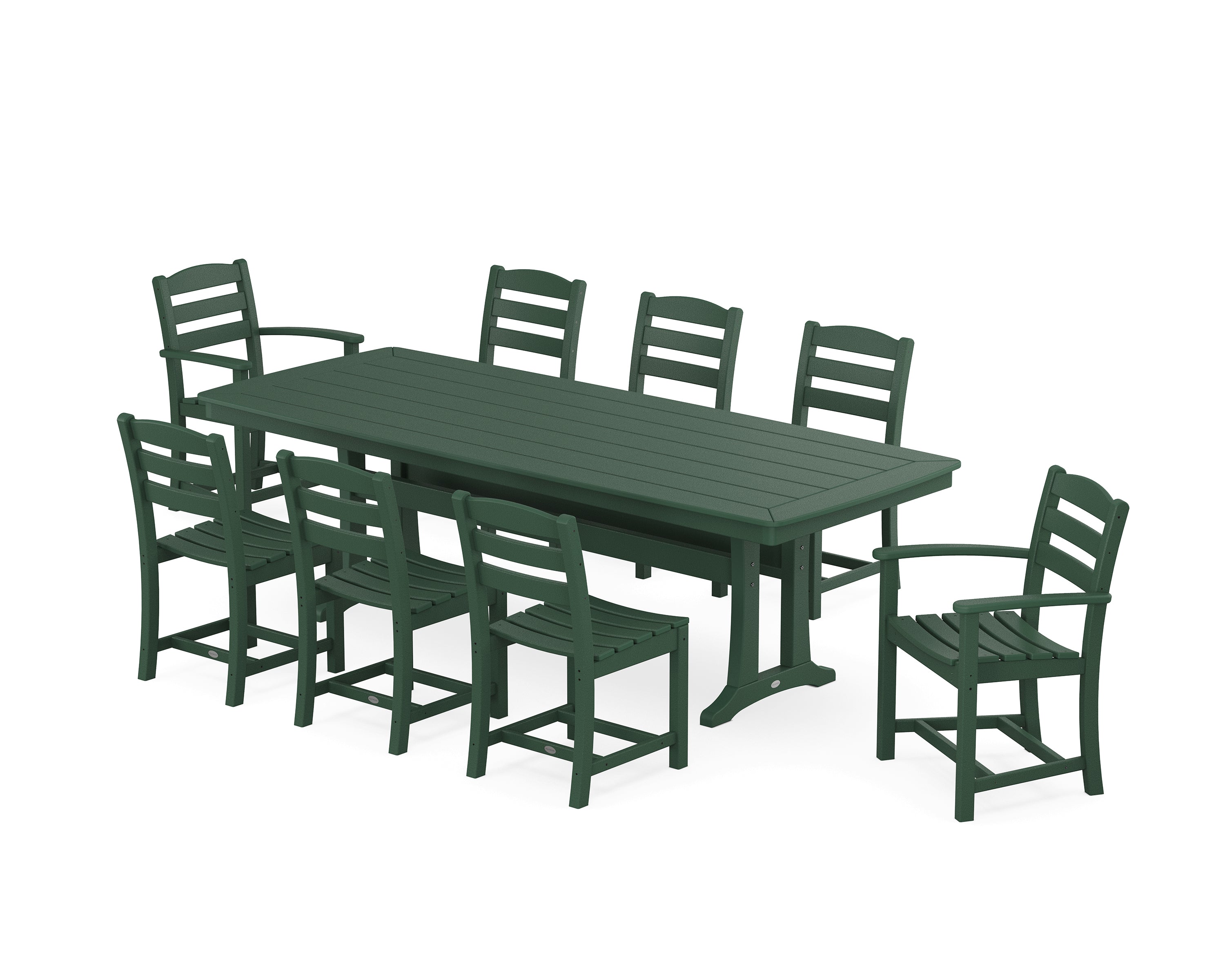 POLYWOOD La Casa Café 9-Piece Dining Set with Trestle Legs in Green