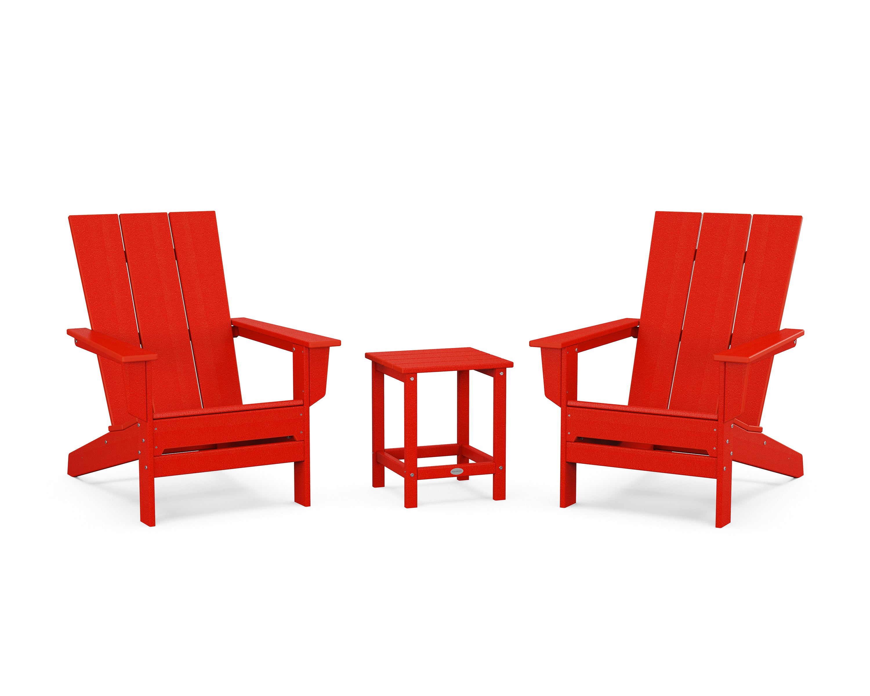 POLYWOOD 3-Piece Modern Studio Adirondack Set in Sunset Red