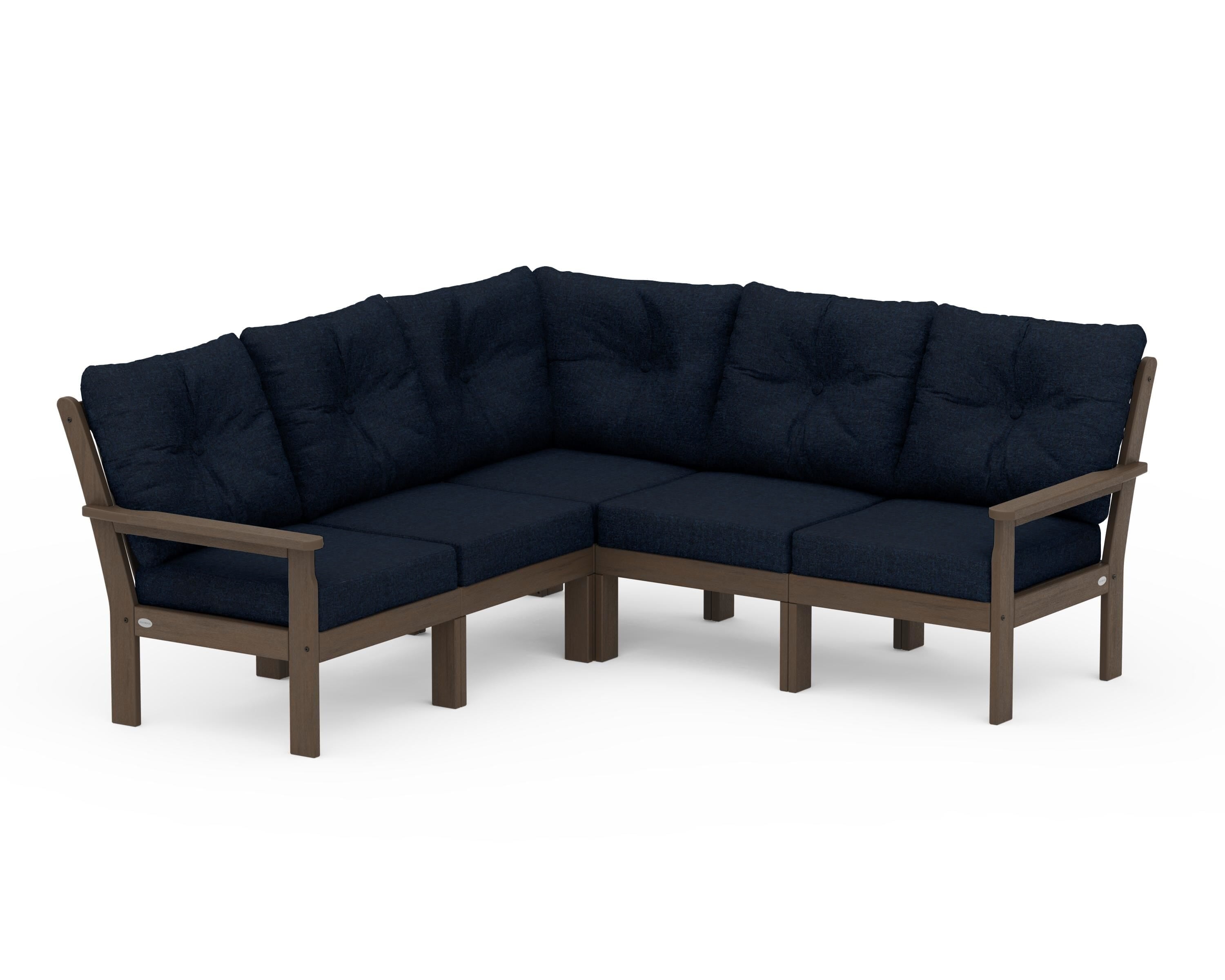 POLYWOOD Vineyard 5-Piece Sectional in Kona / Marine Indigo
