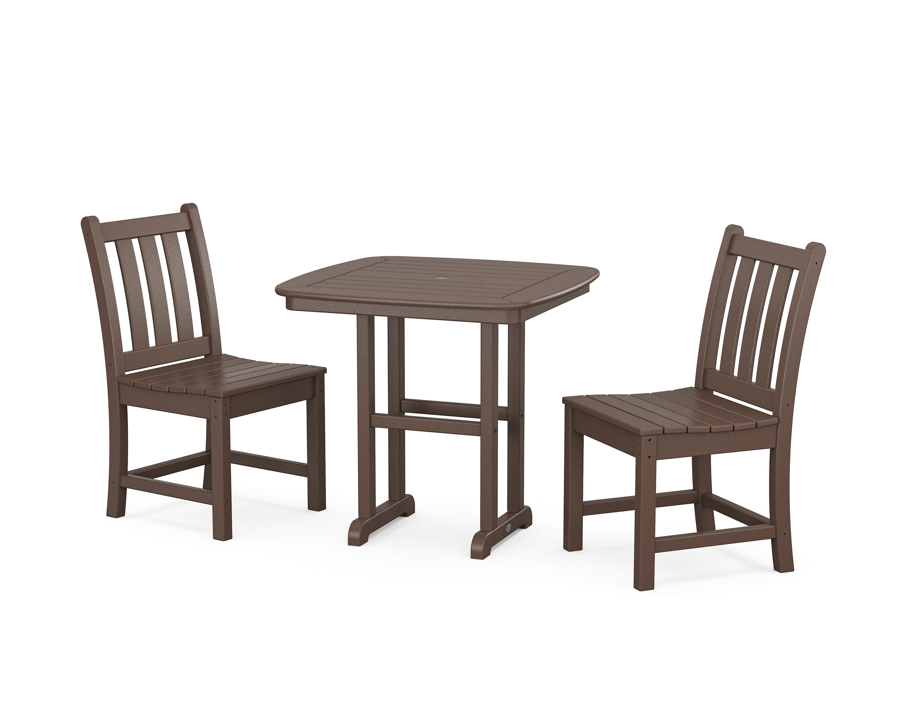POLYWOOD Traditional Garden Side Chair 3-Piece Dining Set in Mahogany