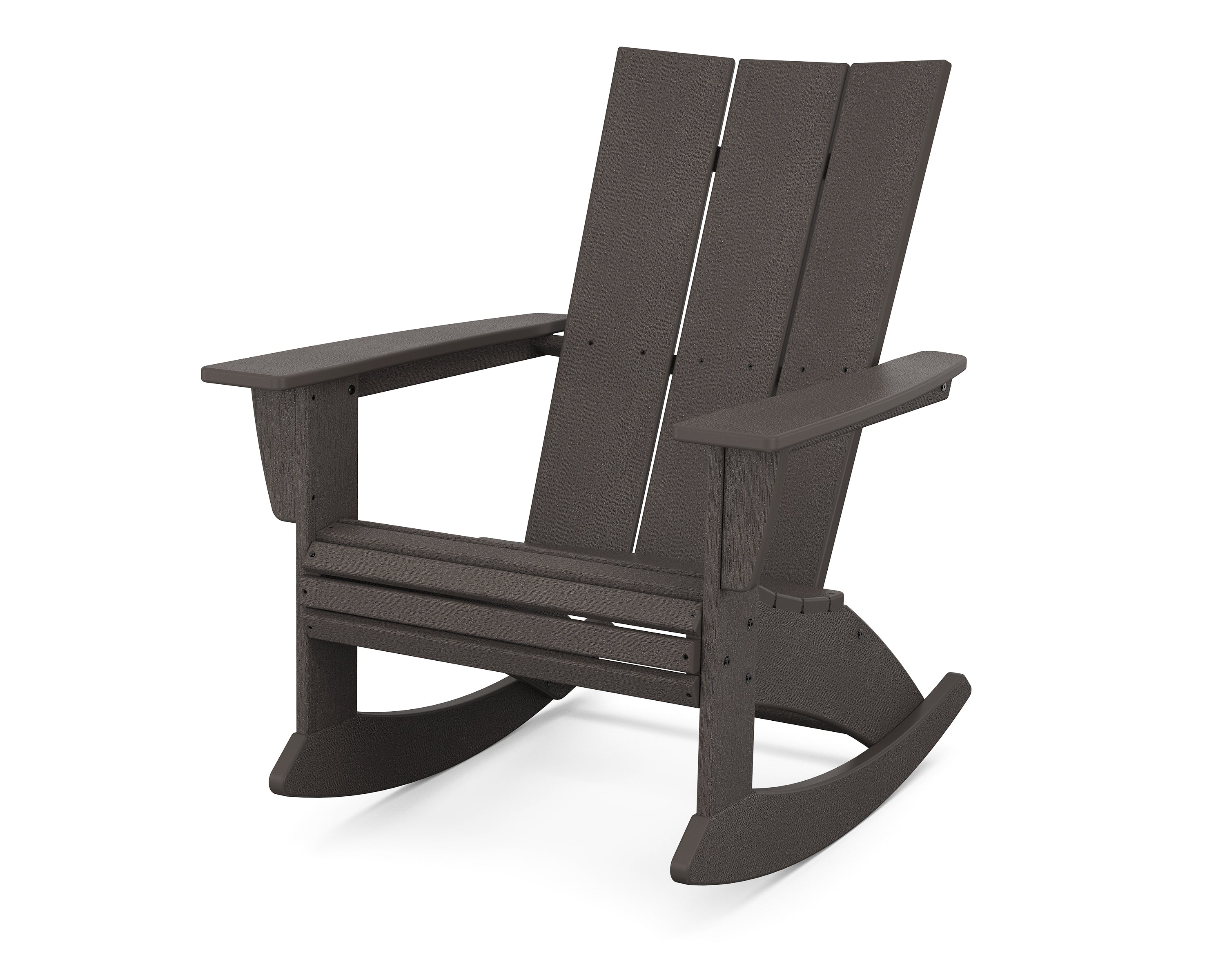 POLYWOOD Modern Curveback Adirondack Rocking Chair in Vintage Coffee