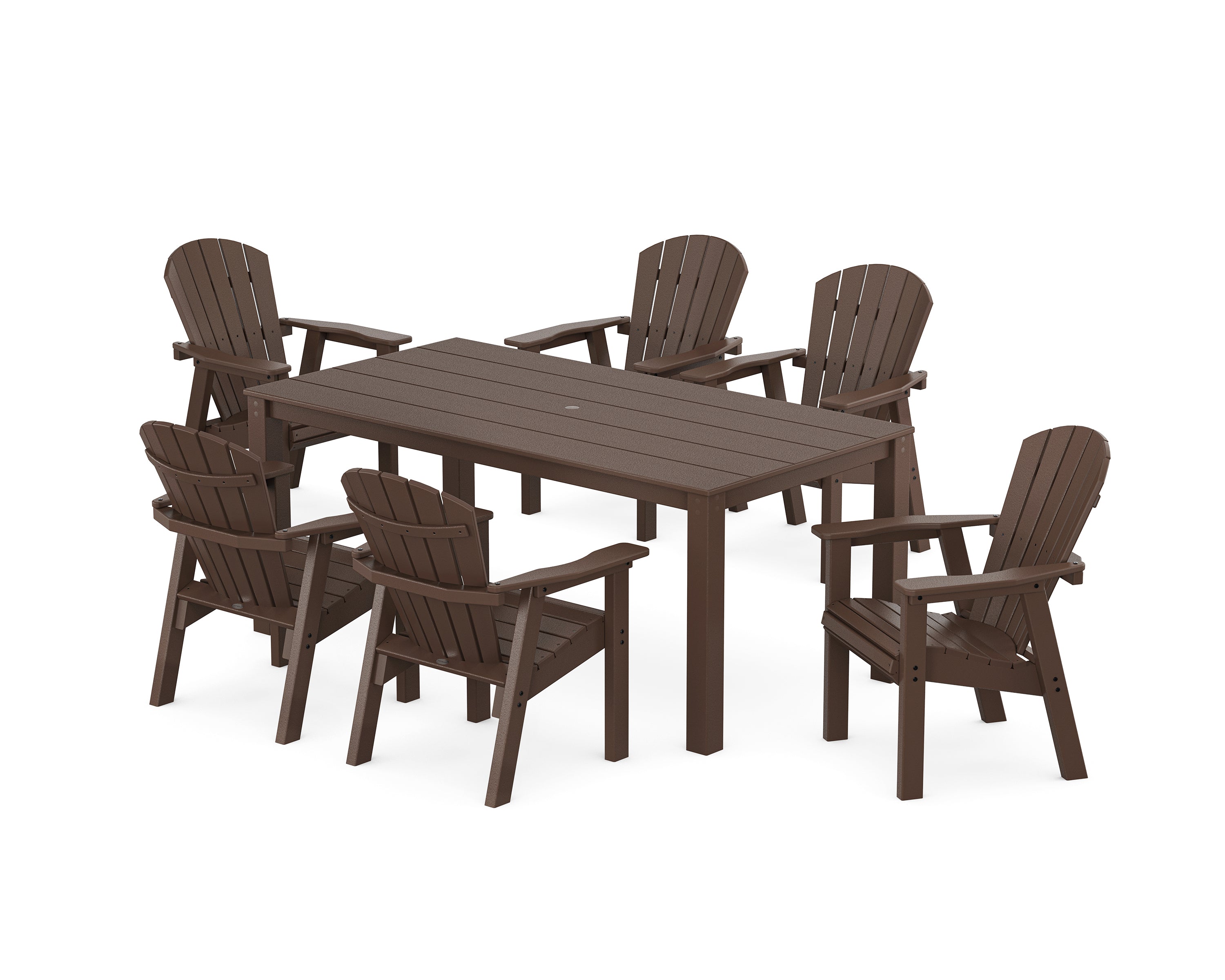 POLYWOOD Seashell 7-Piece Parsons Dining Set in Mahogany