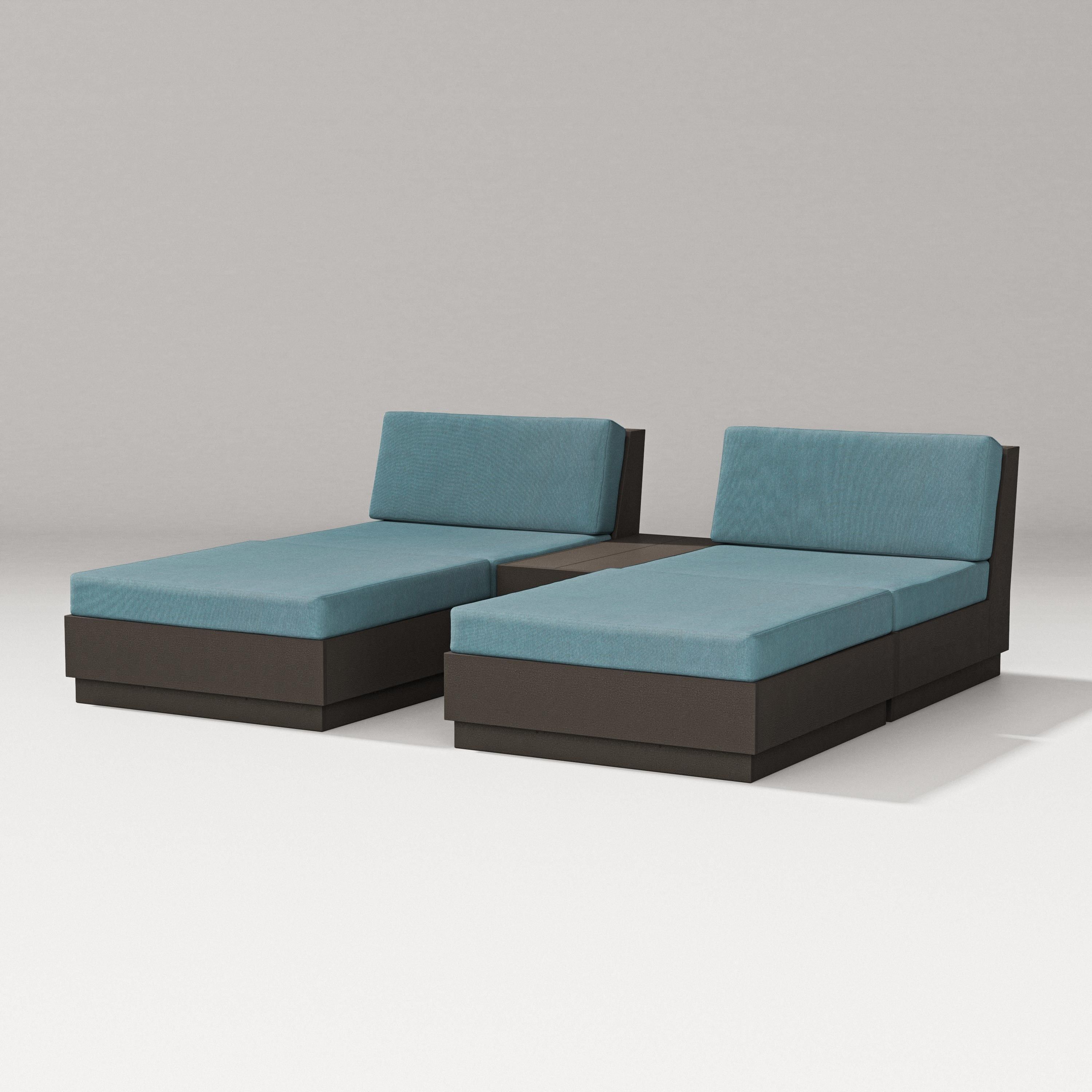 PW Designer Series Elevate Double Chaise Set in Vintage Coffee / Ocean Teal