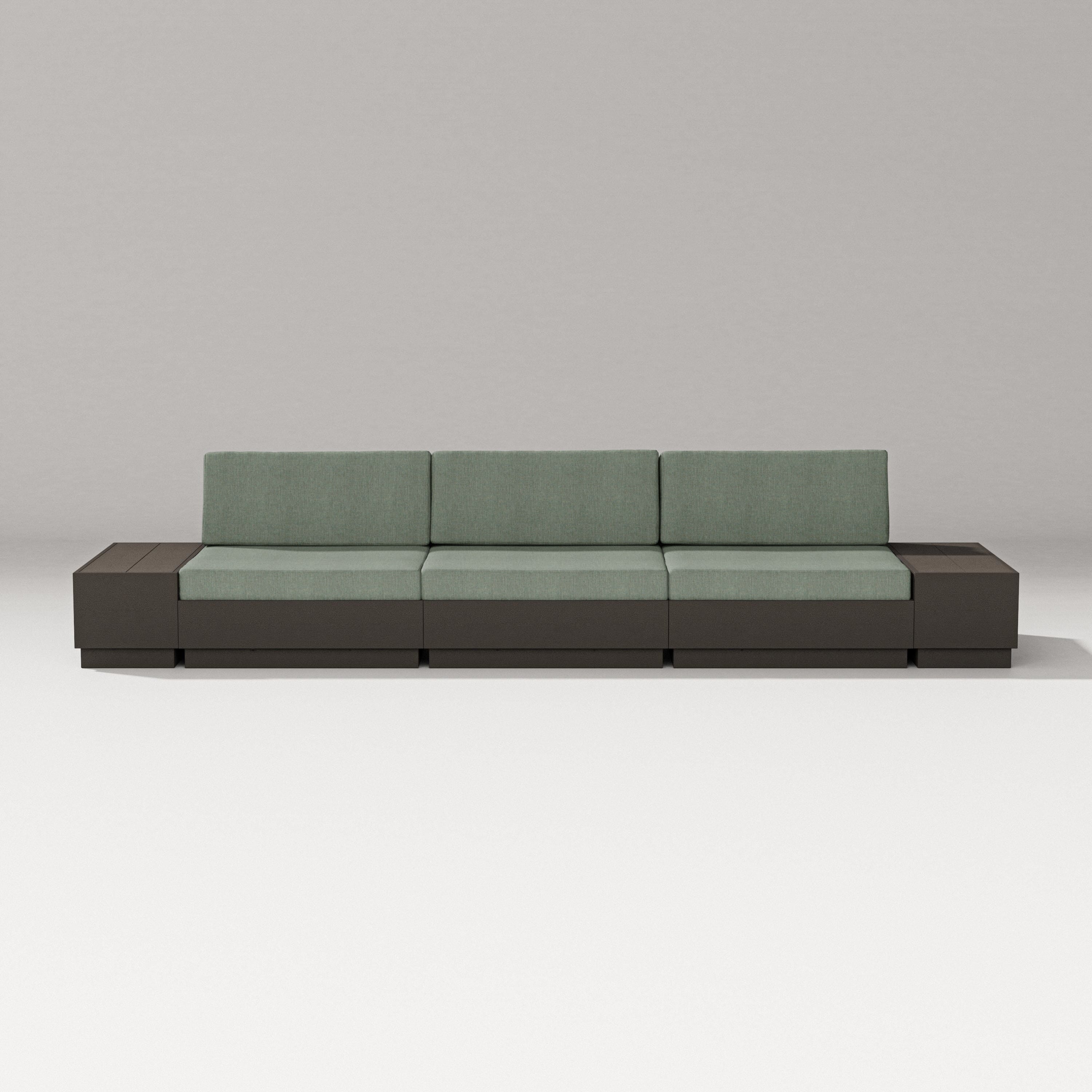 PW Designer Series Elevate Straight Sectional in Vintage Coffee / Cast Sage