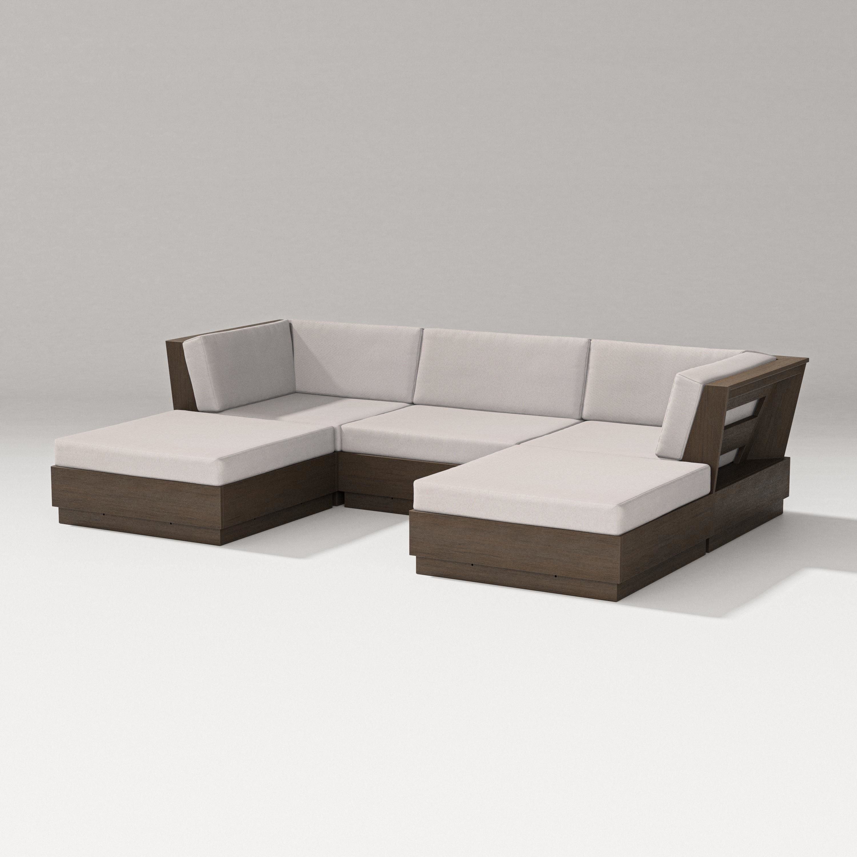 PW Designer Series Elevate Double Chaise Sectional in Kona / Dune Burlap