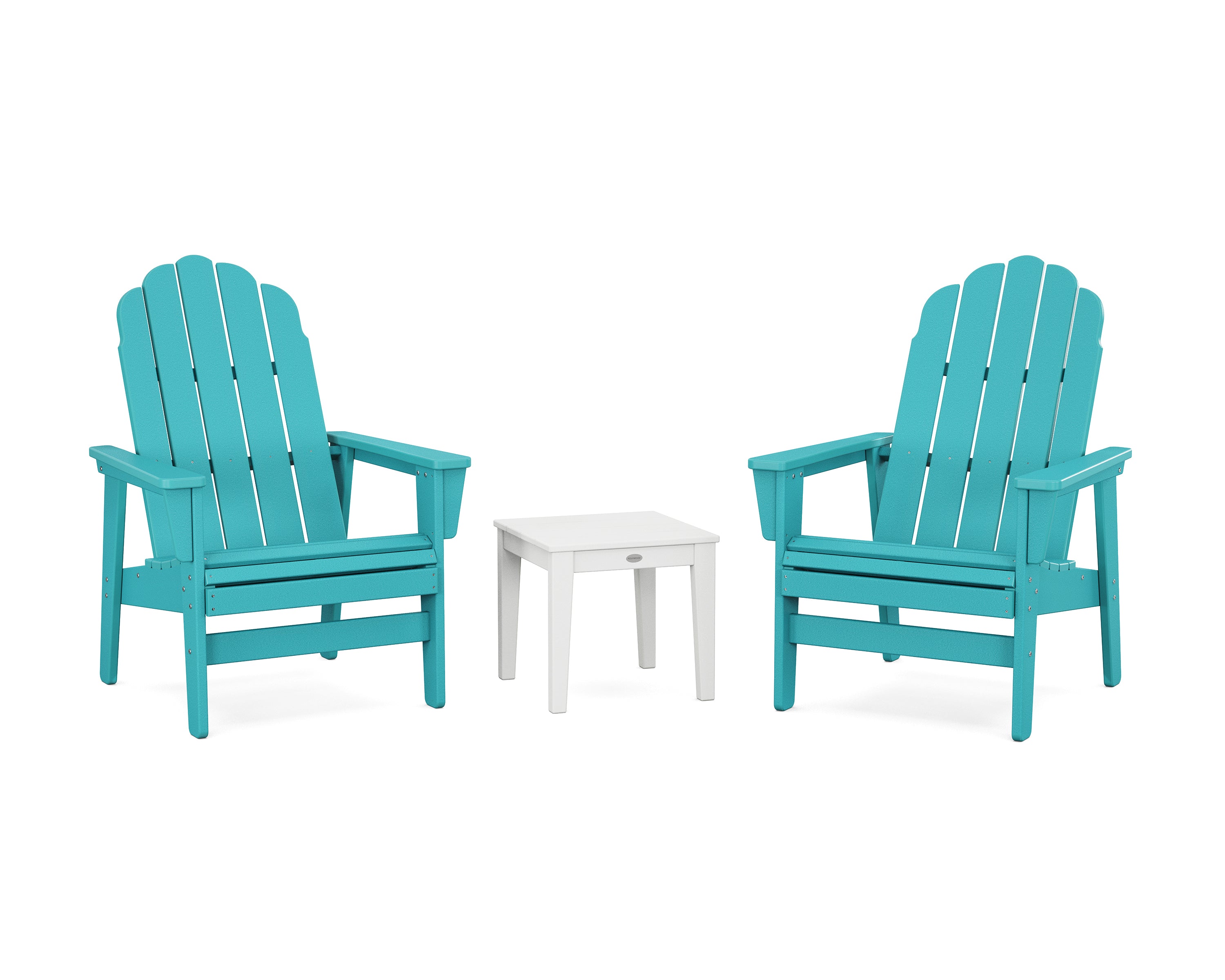 POLYWOOD 3-Piece Vineyard Grand Upright Adirondack Set in Aruba / White