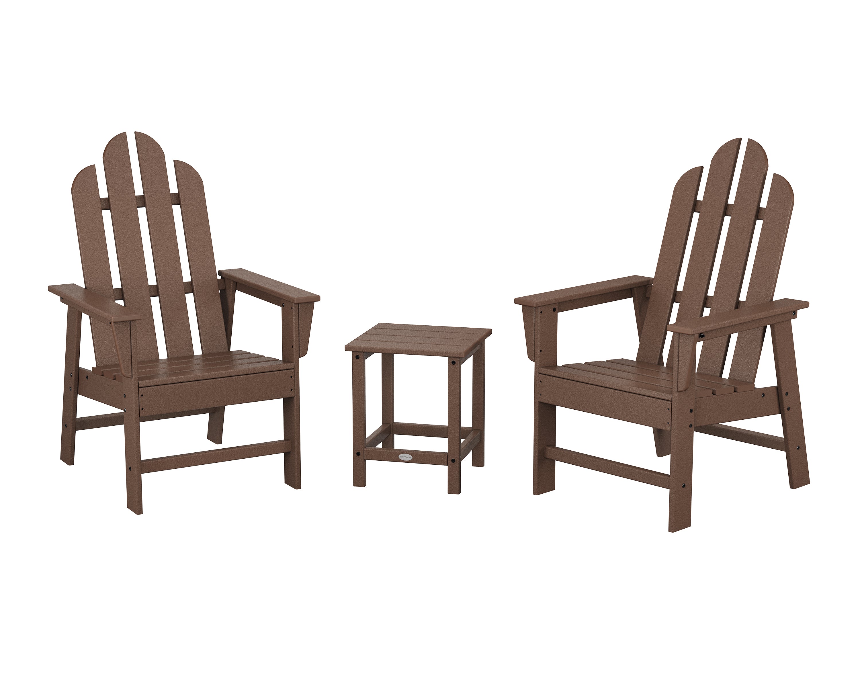 POLYWOOD Long Island 3-Piece Upright Adirondack Chair Set in Mahogany