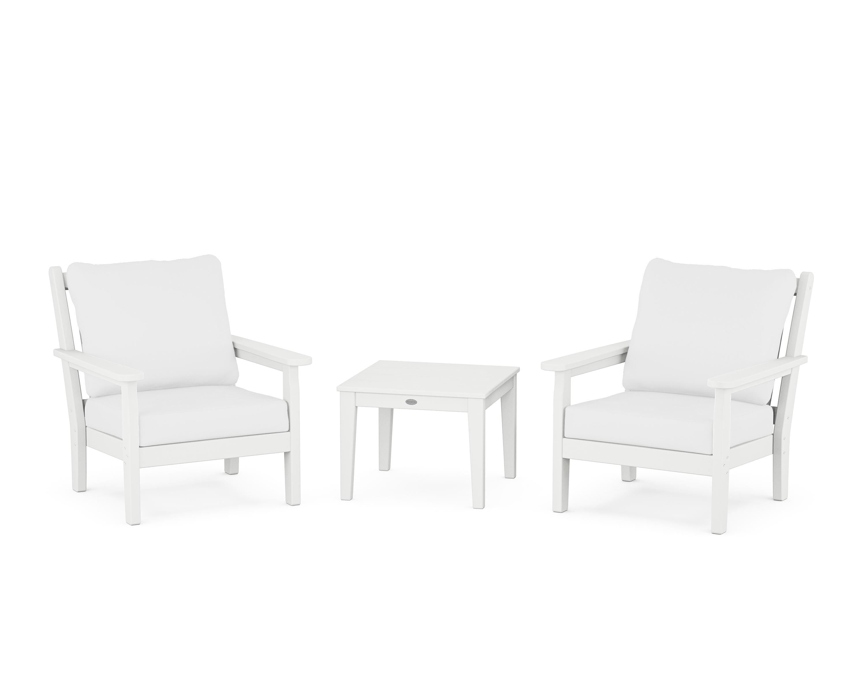 POLYWOOD Chippendale 3-Piece Deep Seating Set in White / Natural