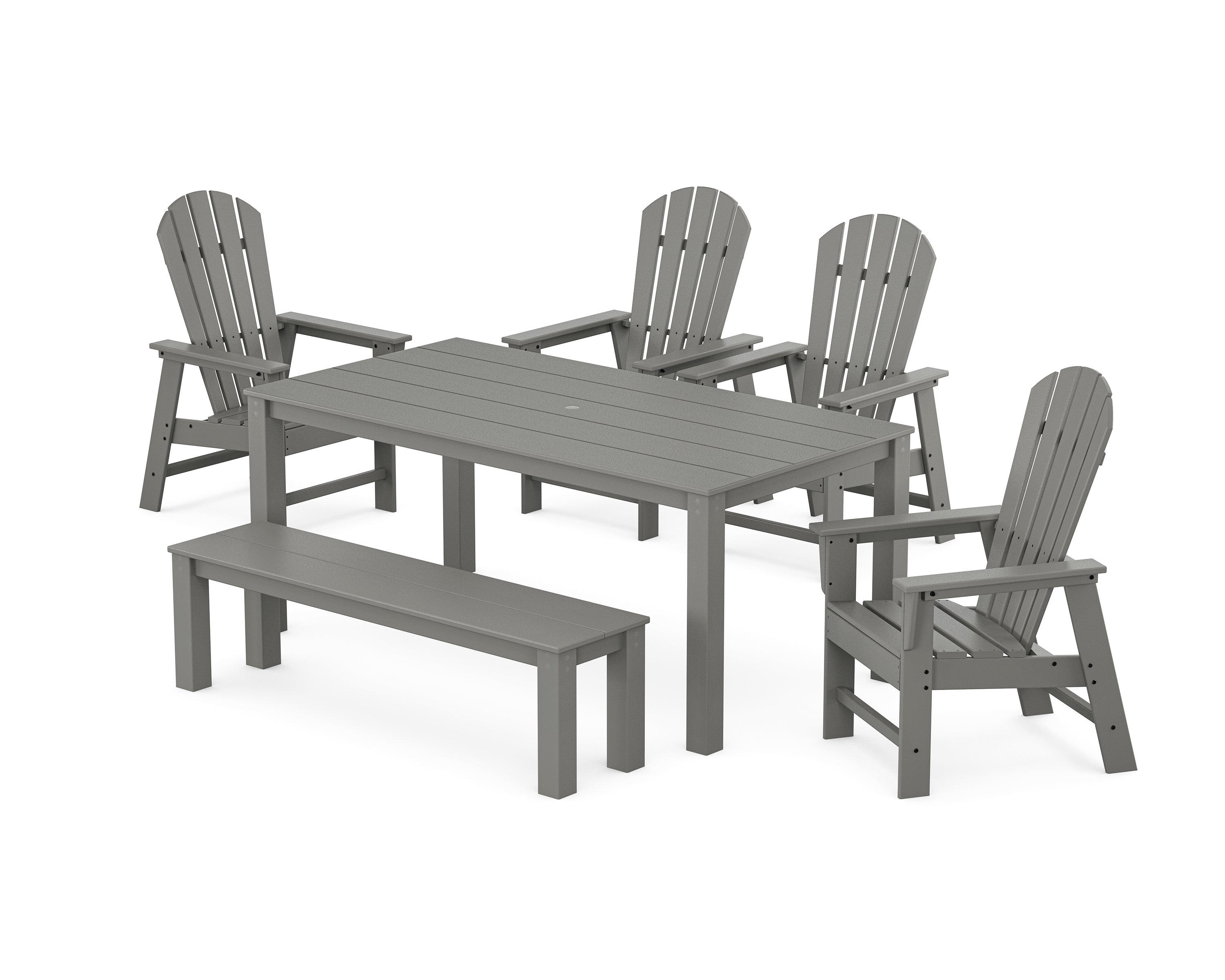 POLYWOOD South Beach 6-Piece Parsons Dining Set with Bench in Slate Grey