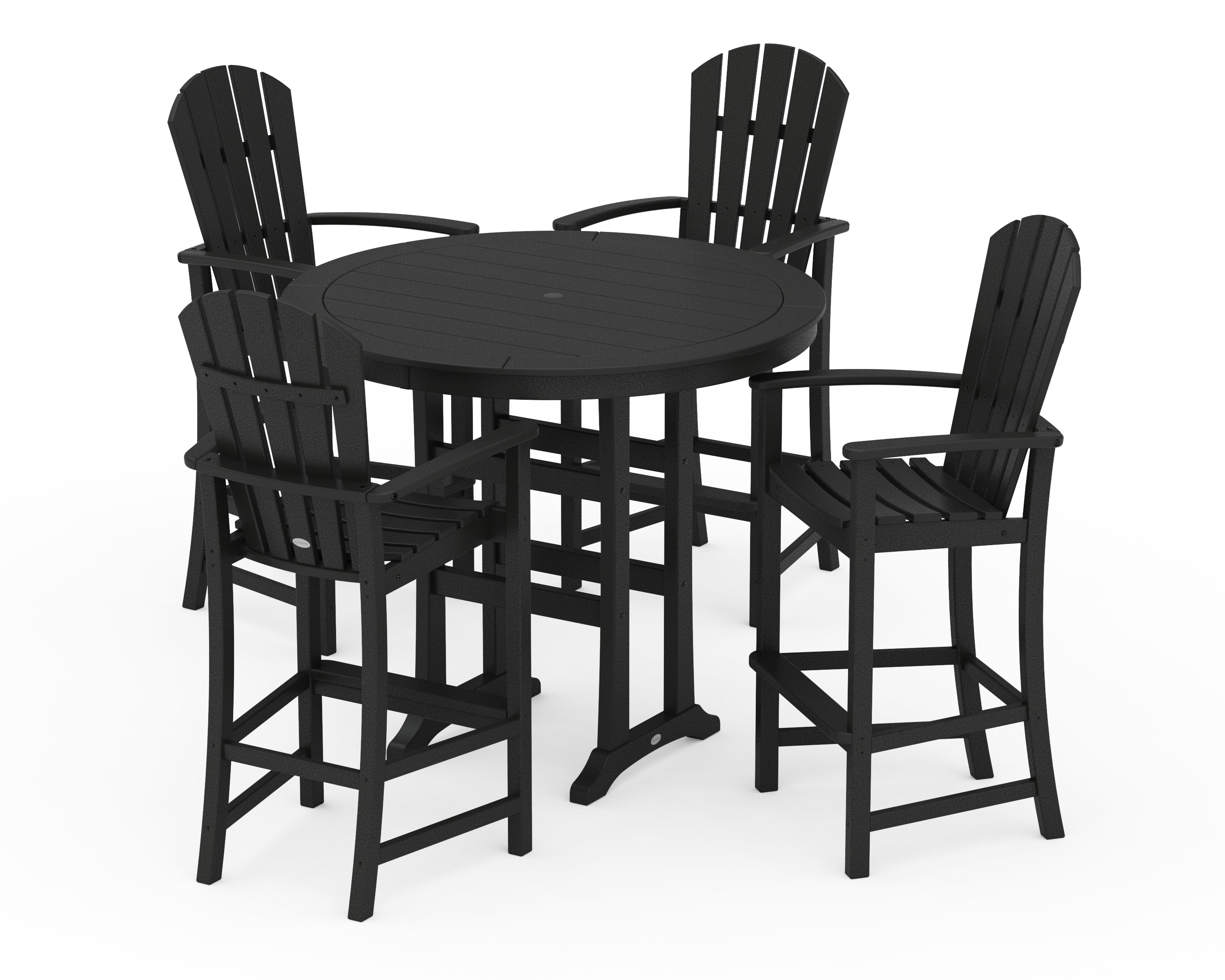 POLYWOOD Palm Coast 5-Piece Round Bar Set in Black