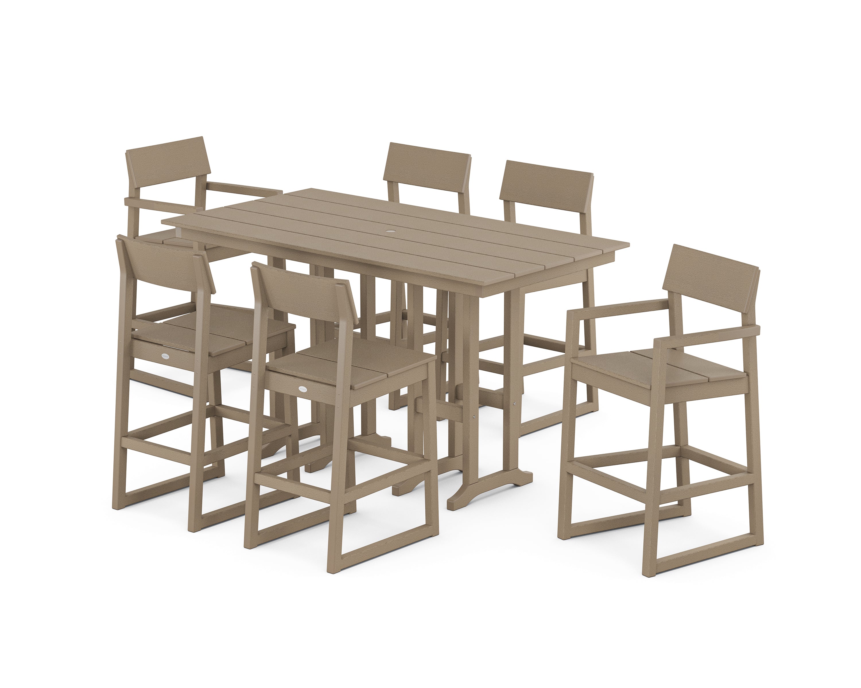 POLYWOOD EDGE 7-Piece Farmhouse Bar Set in Vintage Sahara