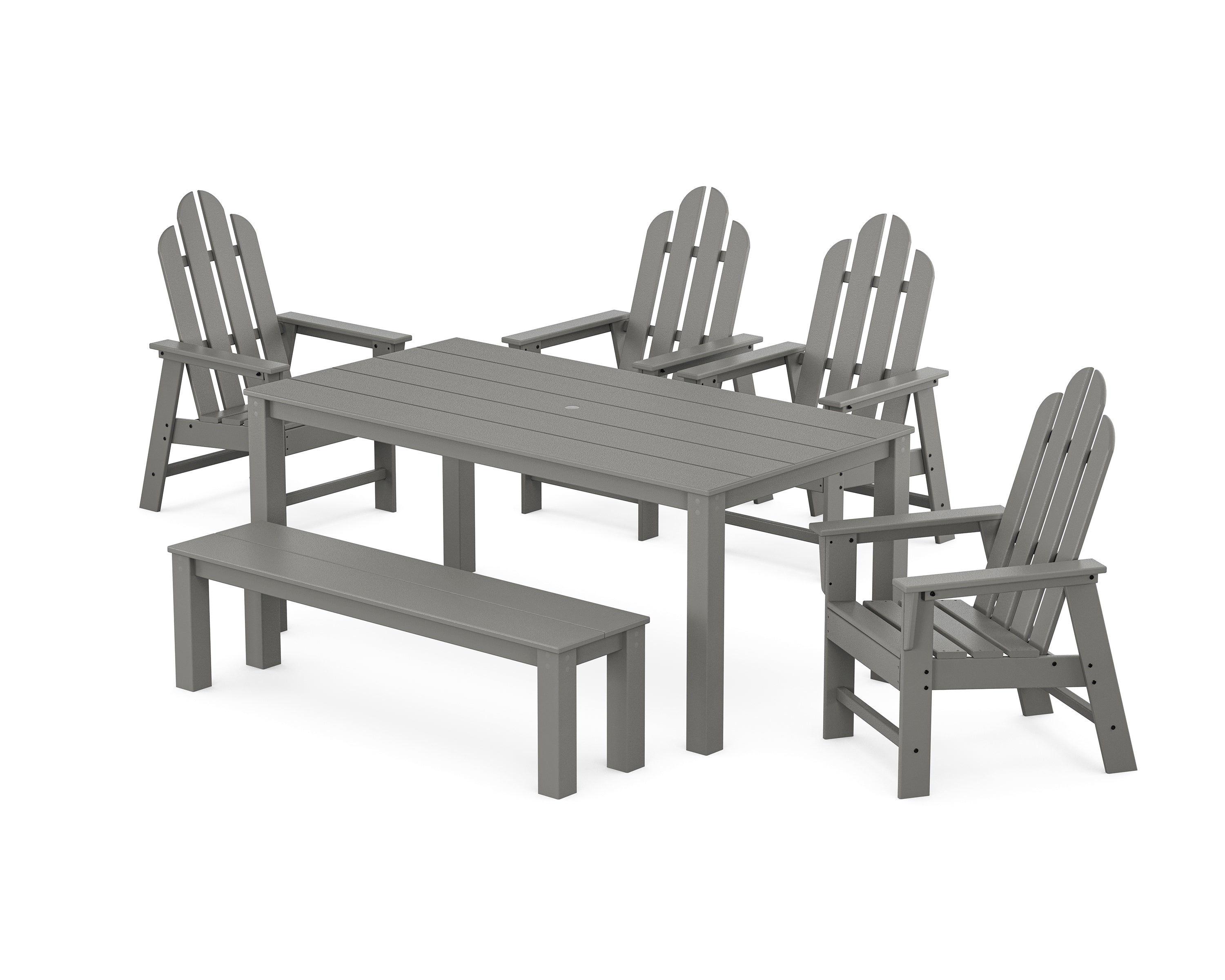 POLYWOOD Long Island 6-Piece Parsons Dining Set with Bench in Slate Grey