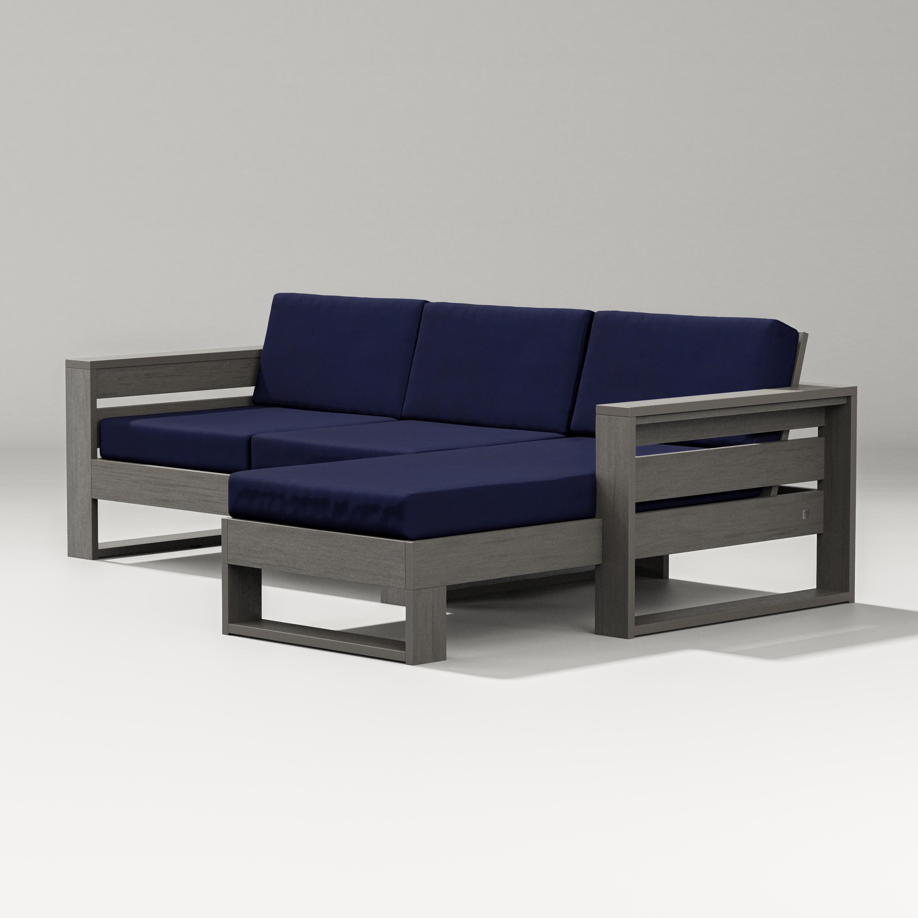 PW Designer Series Latitude Right Chaise Sectional in Driftwood / Navy