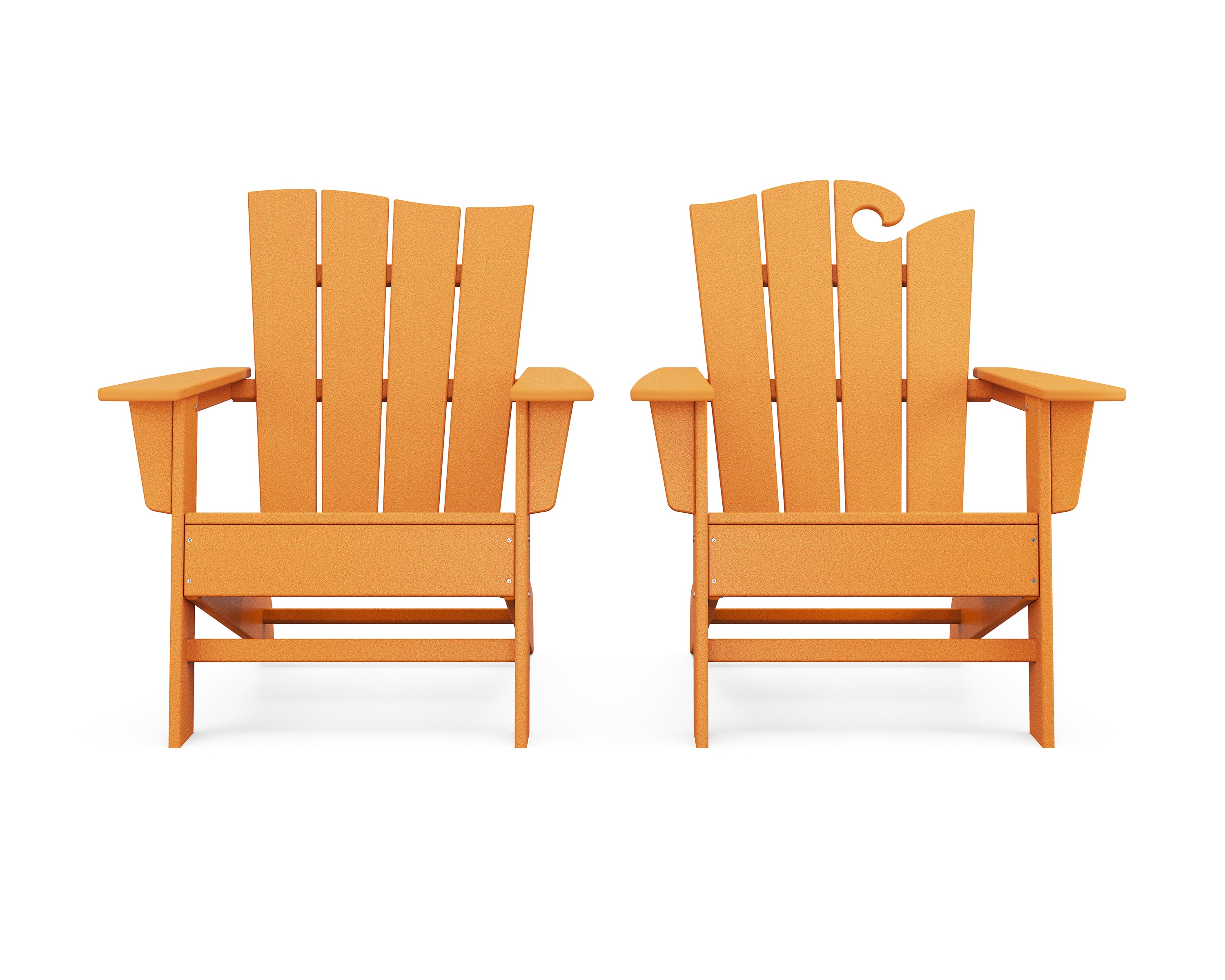 POLYWOOD® Wave 2-Piece Adirondack Set with The Wave Chair Left in Tangerine