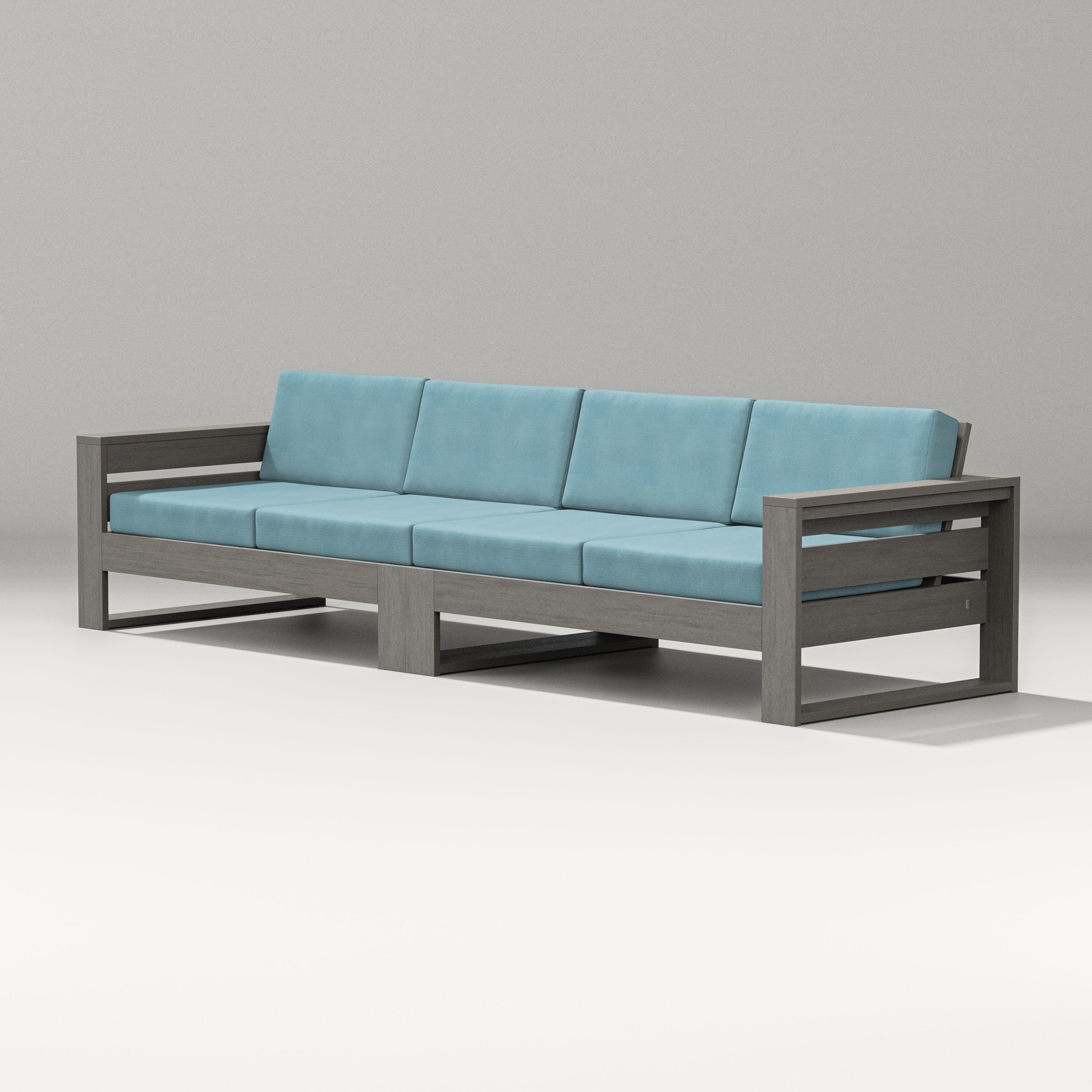 PW Designer Series Latitude Straight Sectional in Driftwood / Lattice Sky Blue