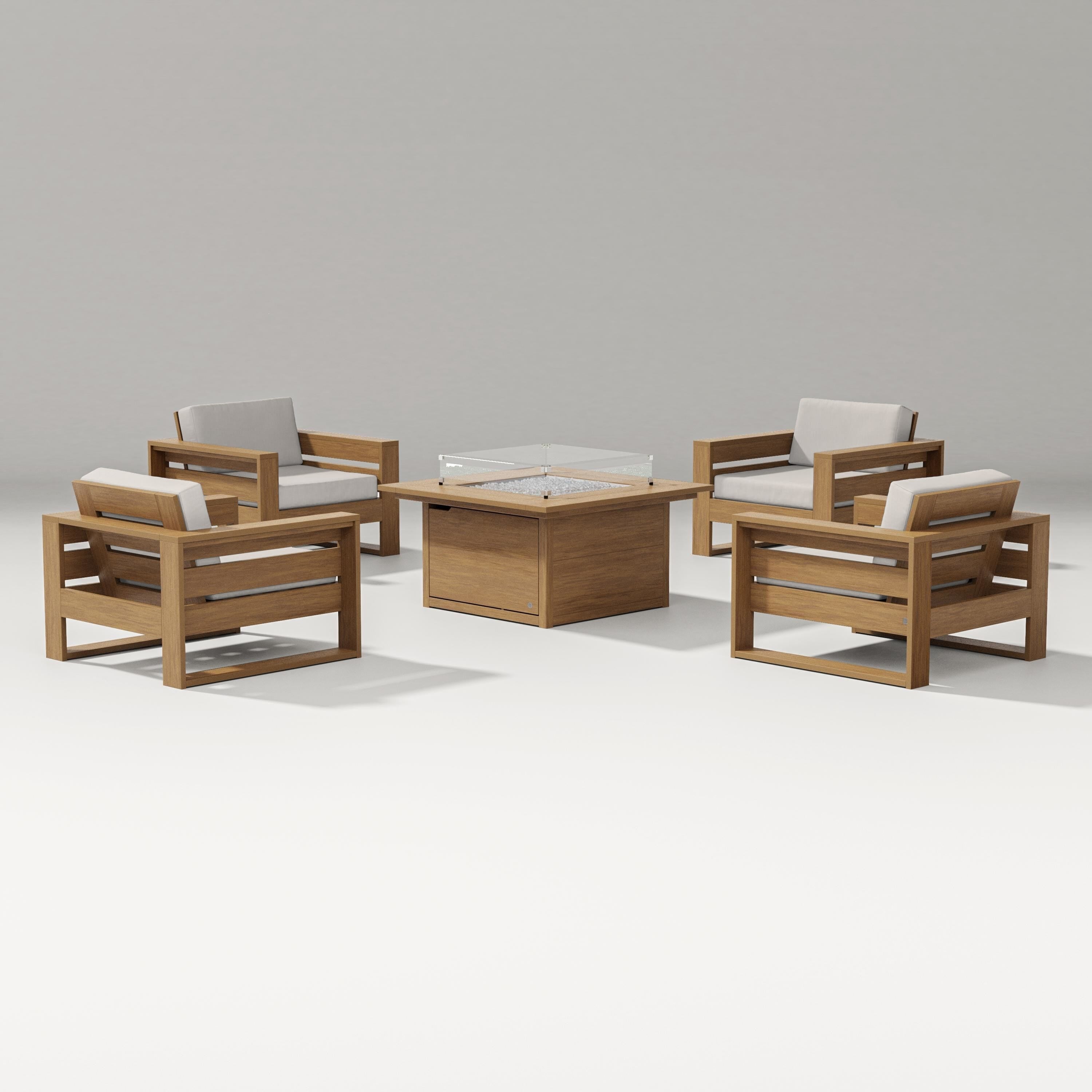 PW Designer Series Latitude 5-Piece Lounge Fire Table Set in Natural / Cast Ash