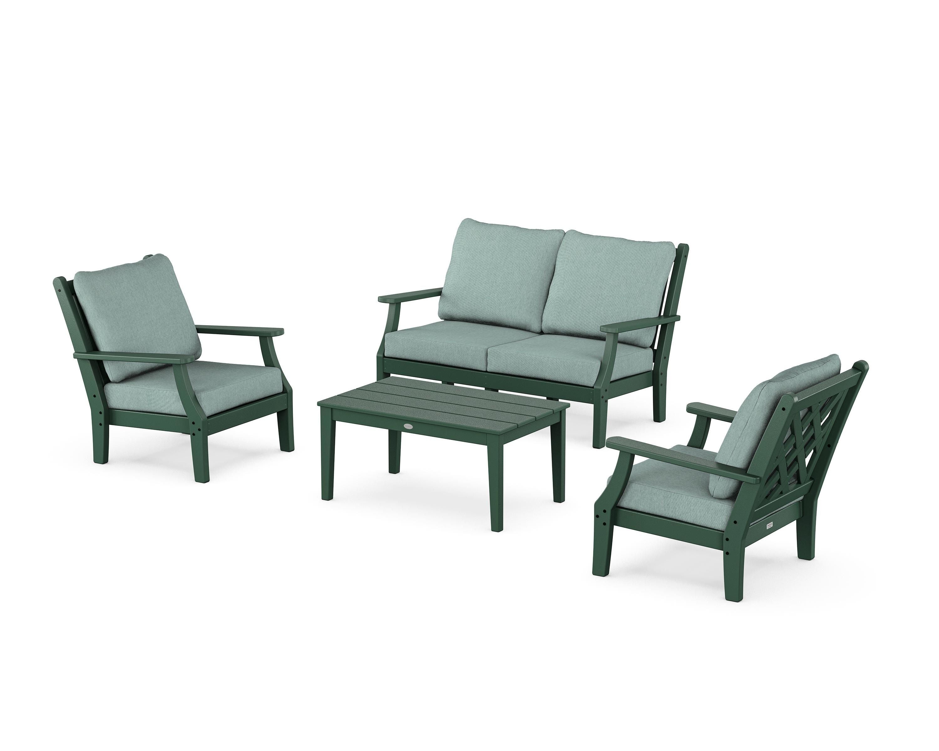Country Living Wovendale 4-Piece Deep Seating Set with Loveseat in Green / Glacier Spa