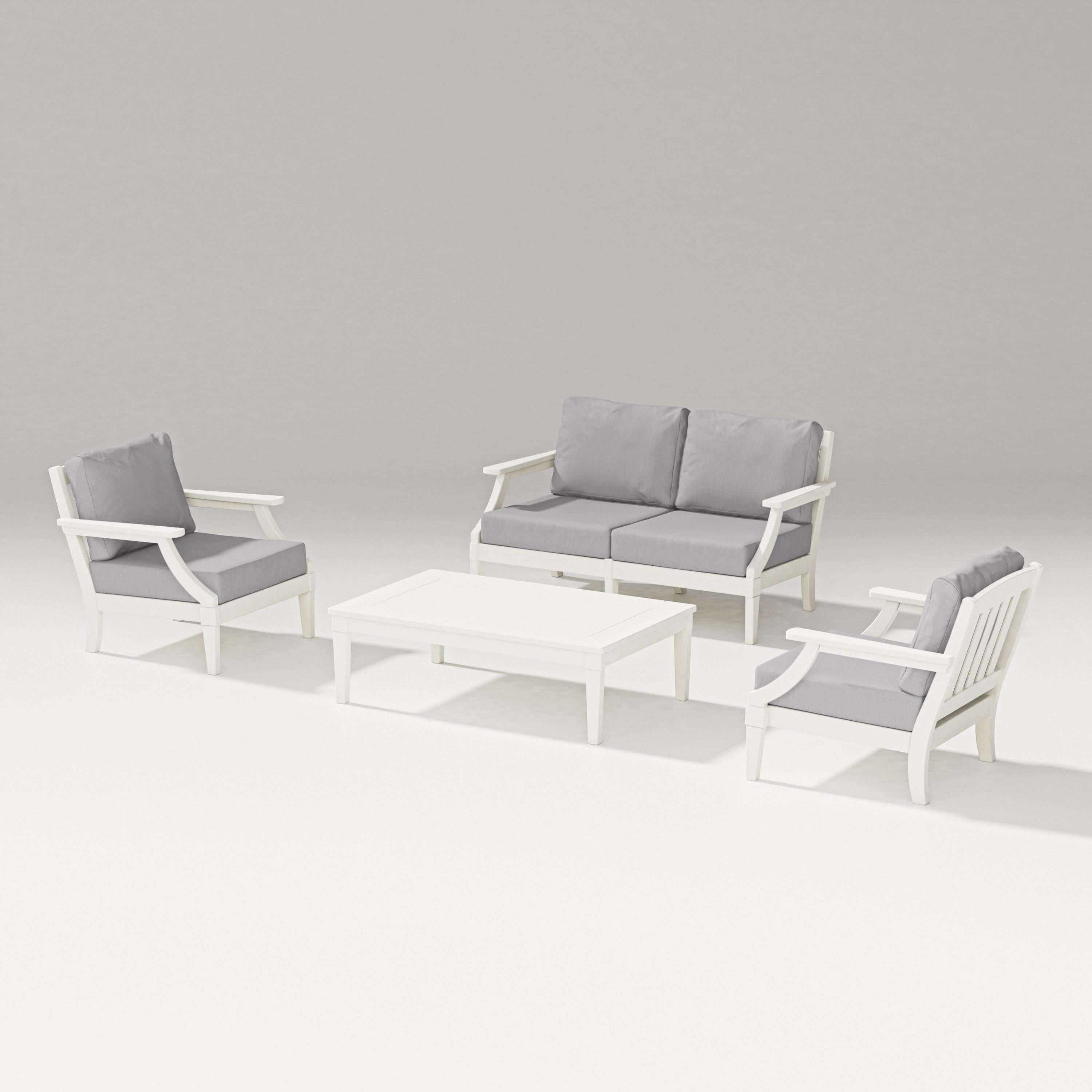 PW Designer Series Estate Lounge 4-Piece Loveseat Set in Vintage White / Granite