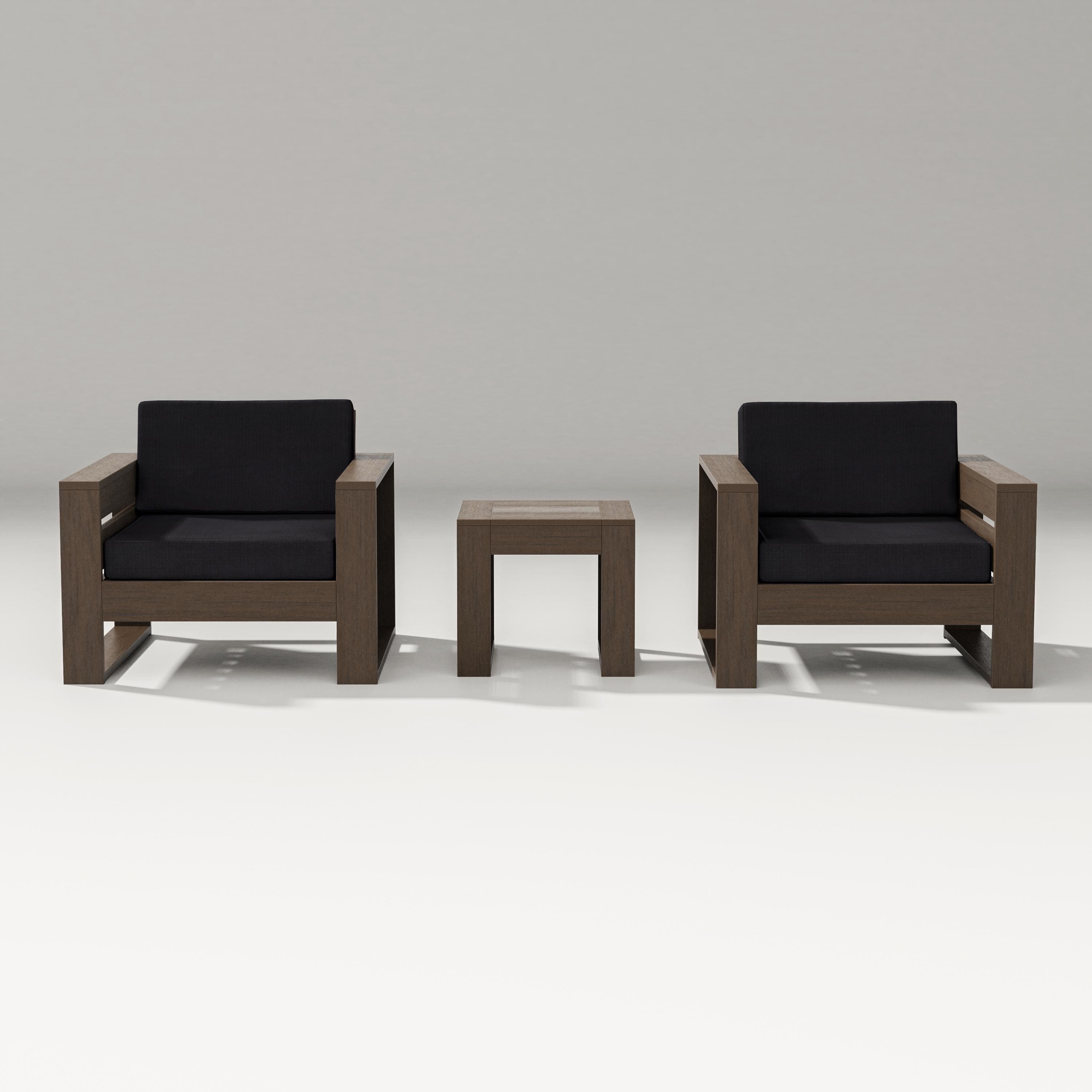 PW Designer Series Latitude 3-Piece Lounge Chair Set in Kona / Midnight Linen
