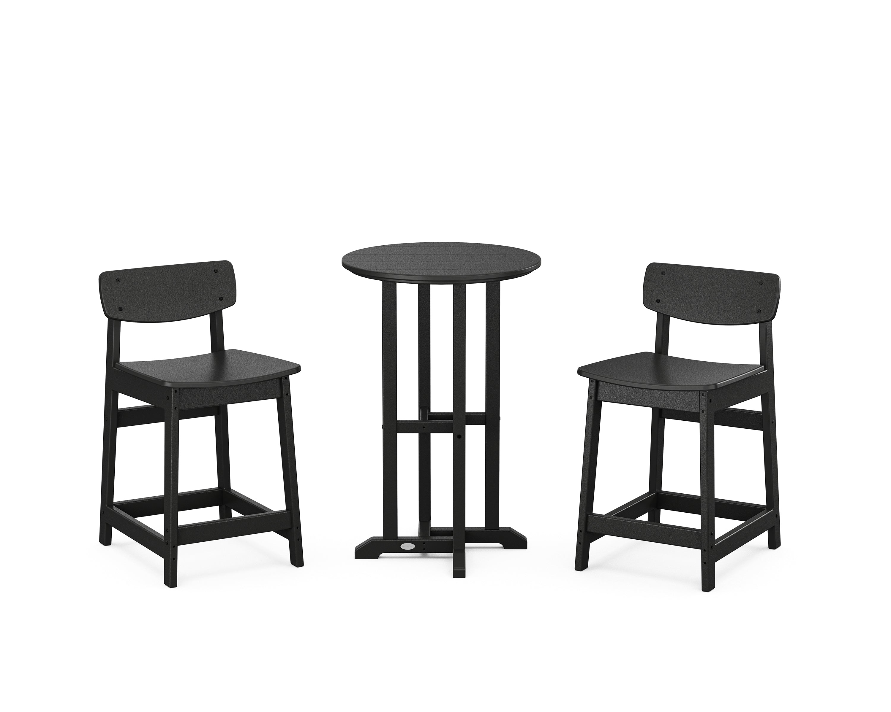 POLYWOOD Modern Studio Urban Lowback 3-Piece Bistro Counter Set in Black