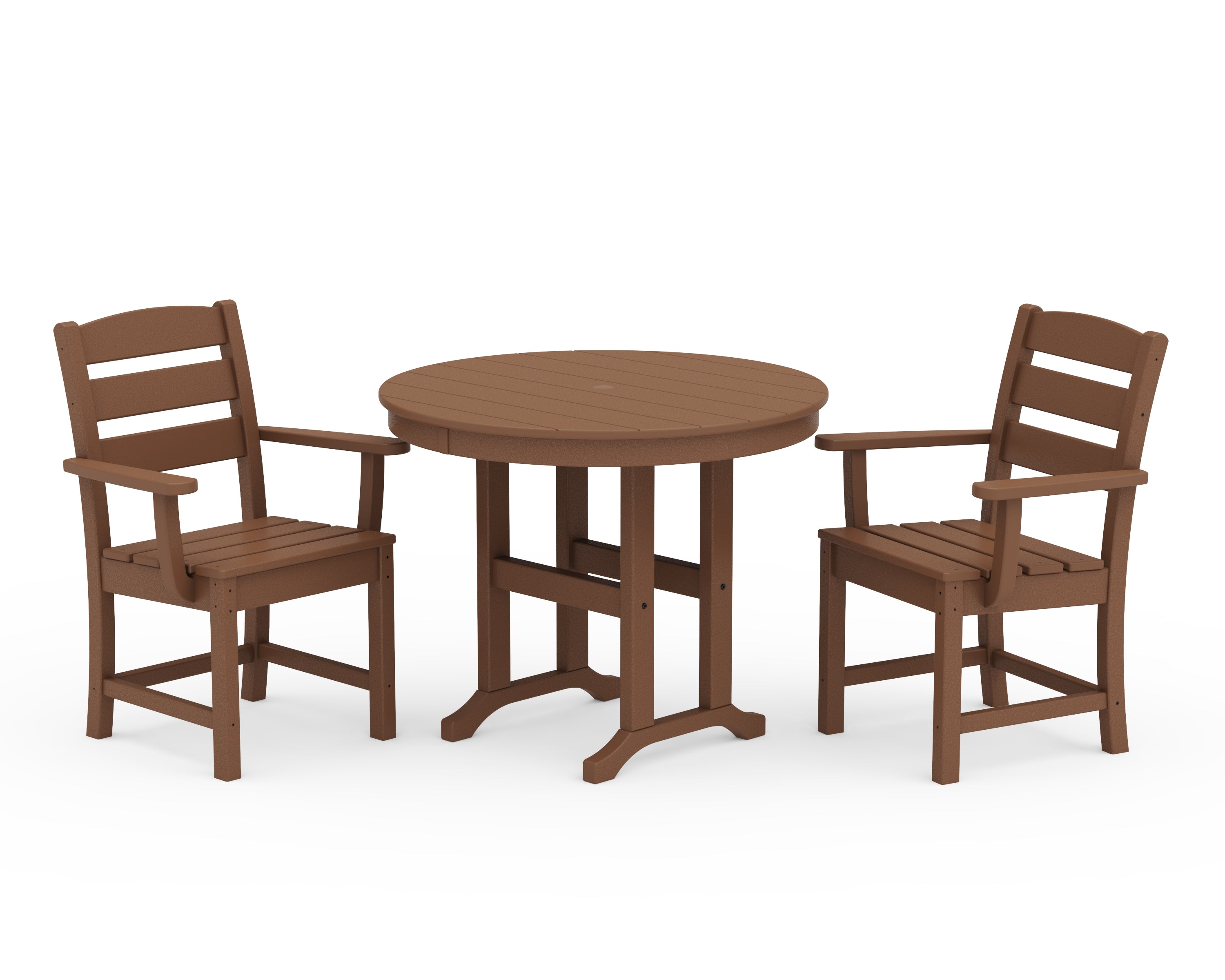 POLYWOOD Lakeside 3-Piece Round Dining Set in Teak