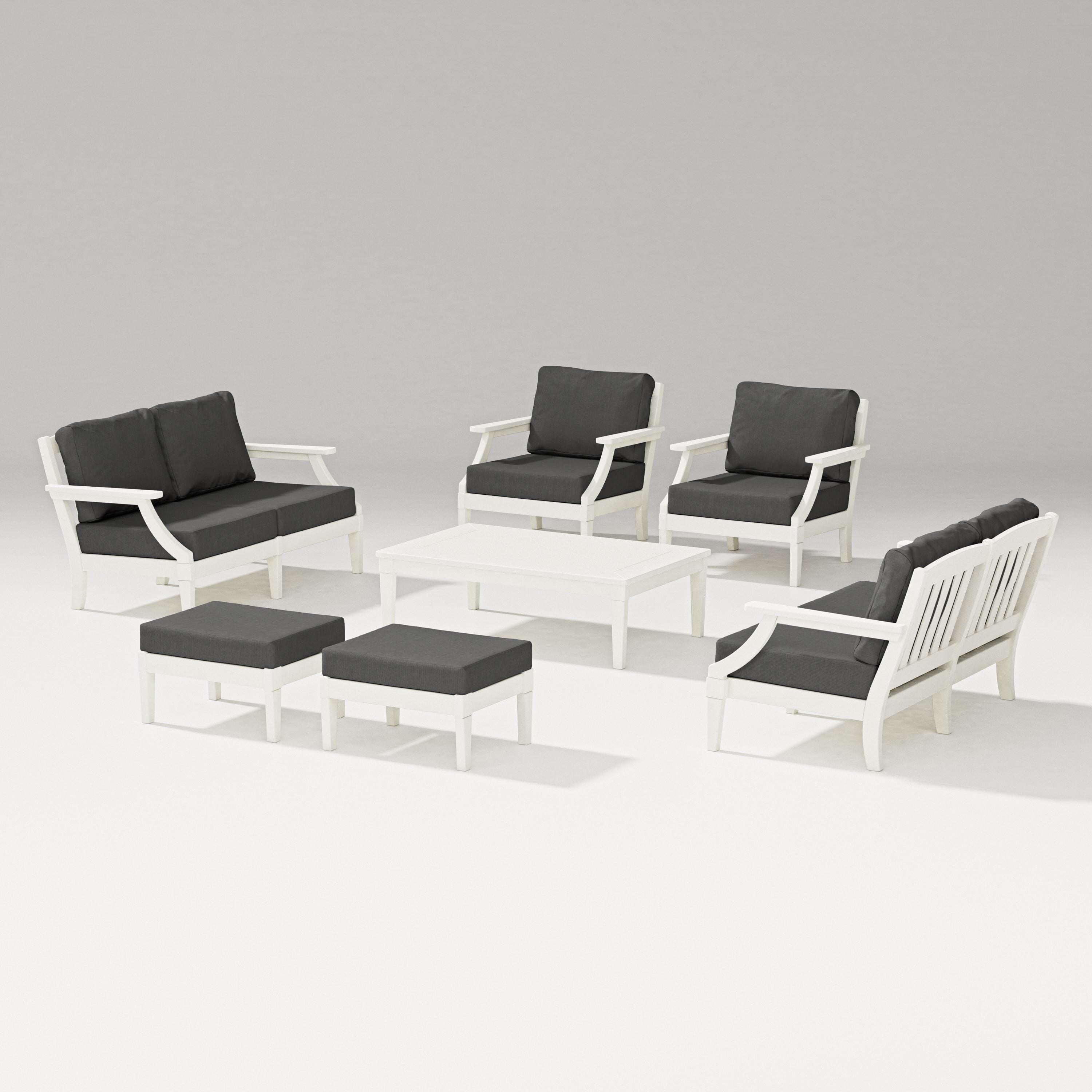 PW Designer Series Estate 7-Piece Lounge Loveseat Set in Vintage White / Spectrum Carbon