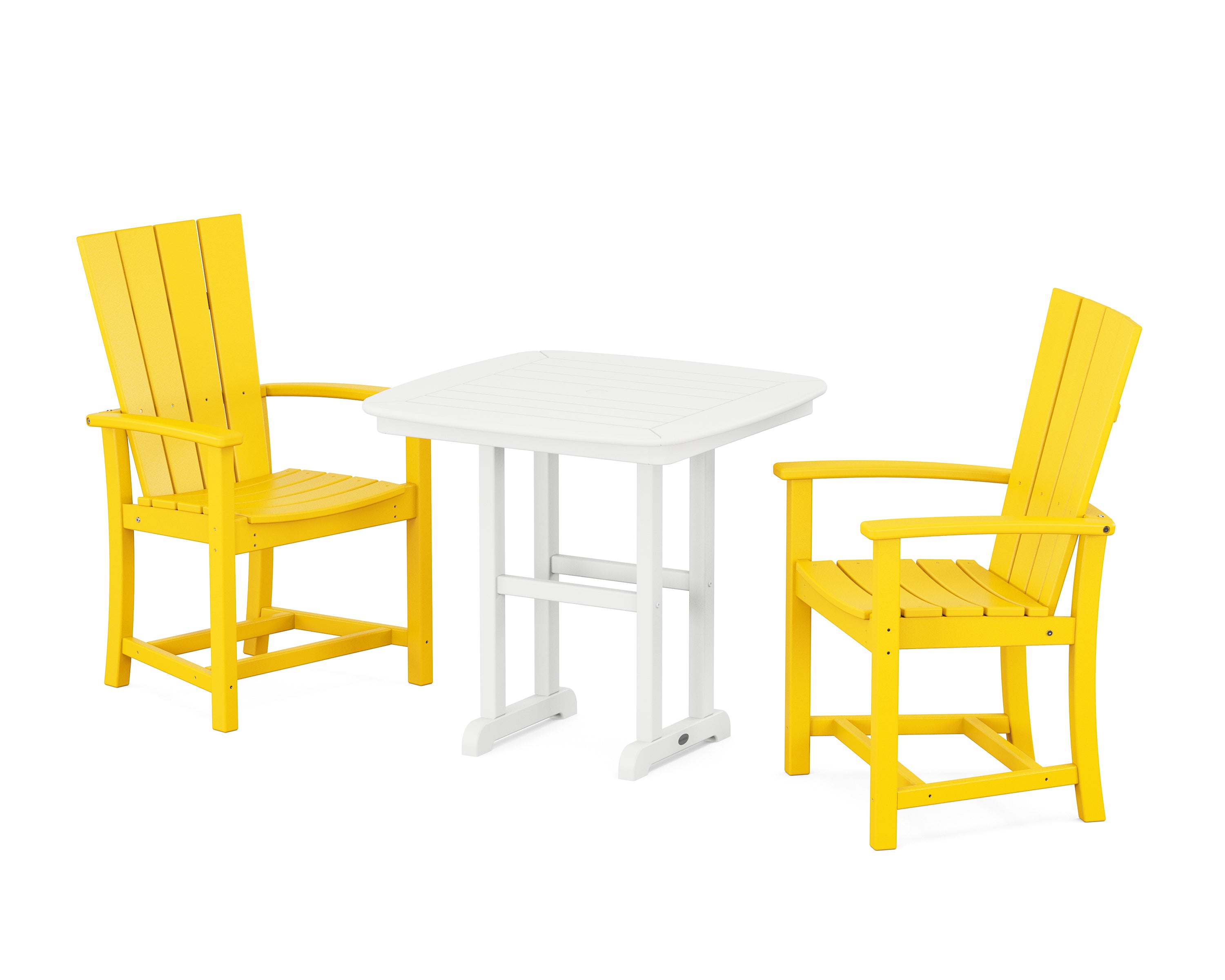 POLYWOOD Quattro 3-Piece Dining Set in Lemon / White