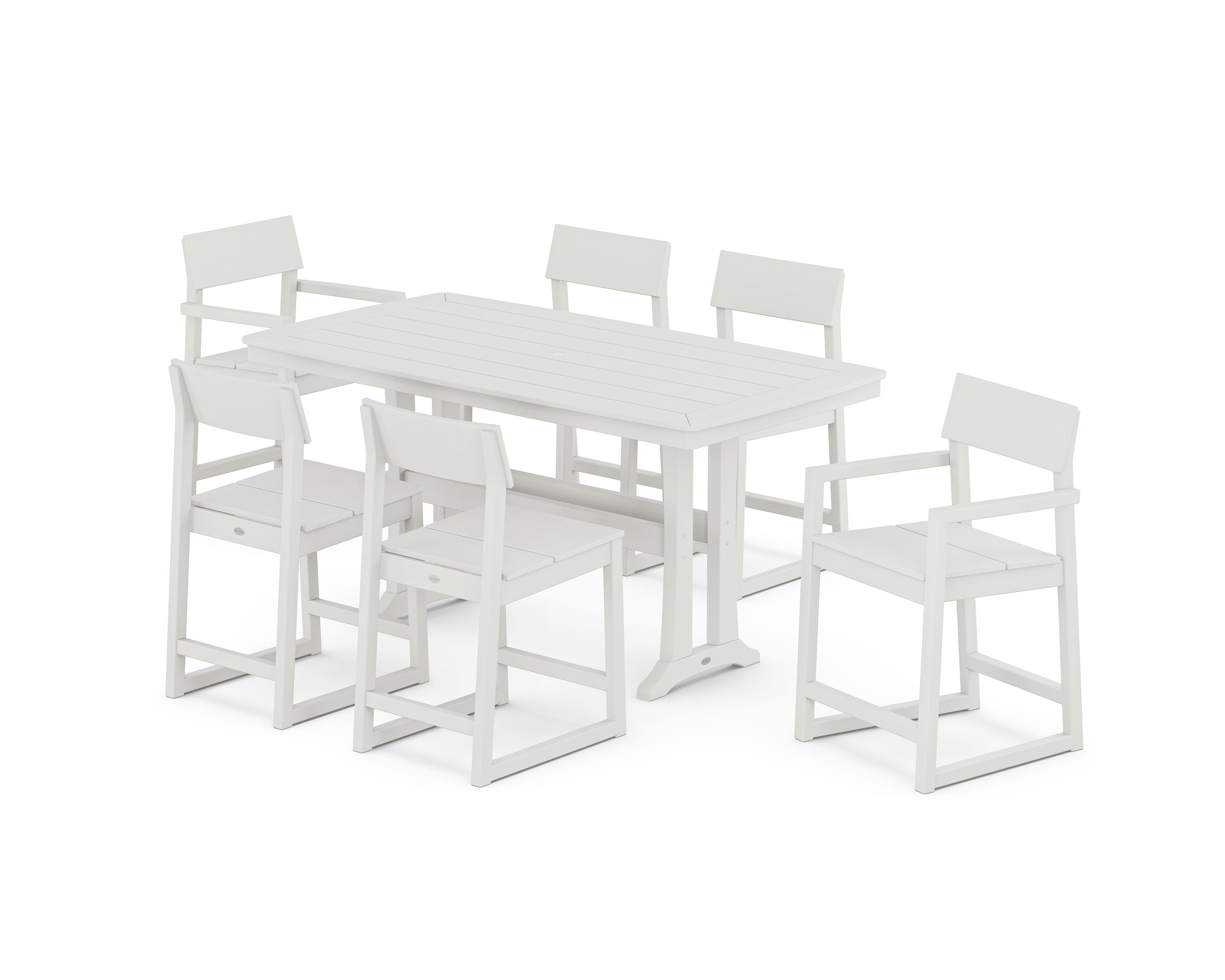 POLYWOOD EDGE 7-Piece Counter Set with Trestle Legs in Vintage White