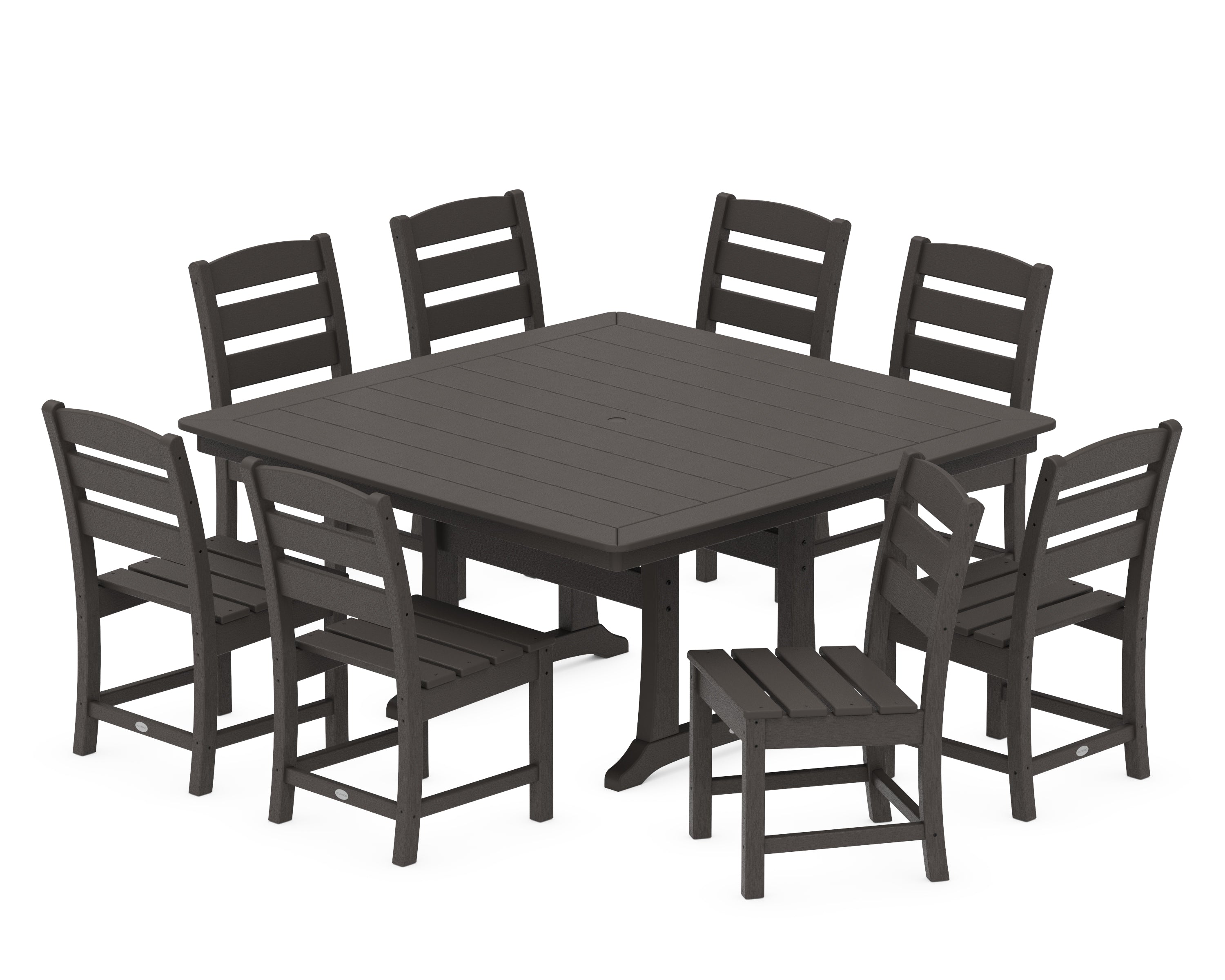 POLYWOOD Lakeside 9-Piece Nautical Trestle Dining Set in Vintage Coffee