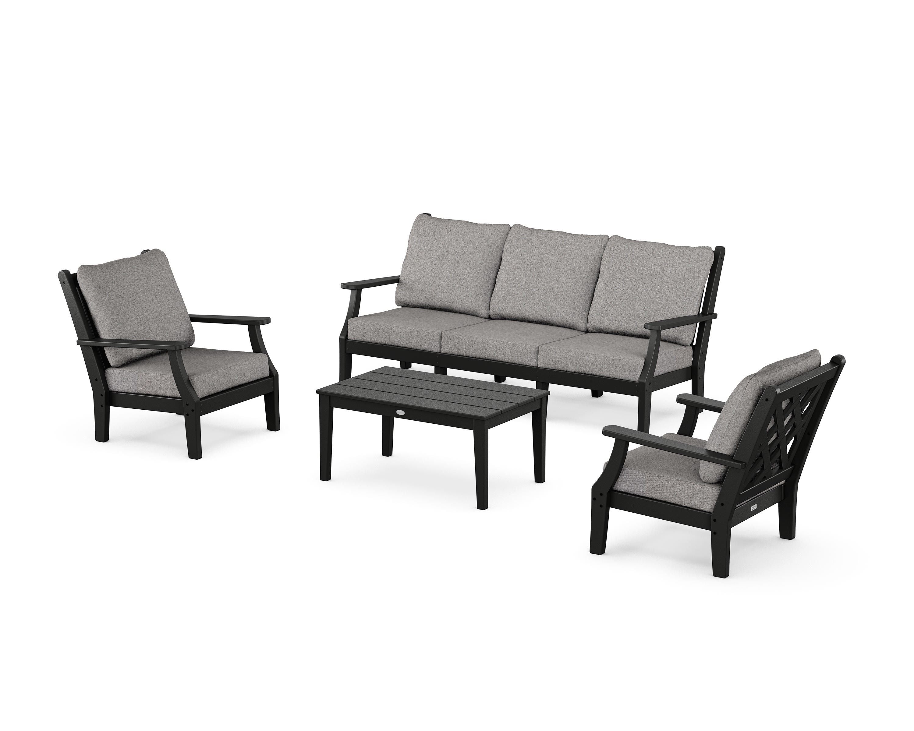 Country Living Wovendale 4-Piece Deep Seating Set with Sofa in Black / Grey Mist