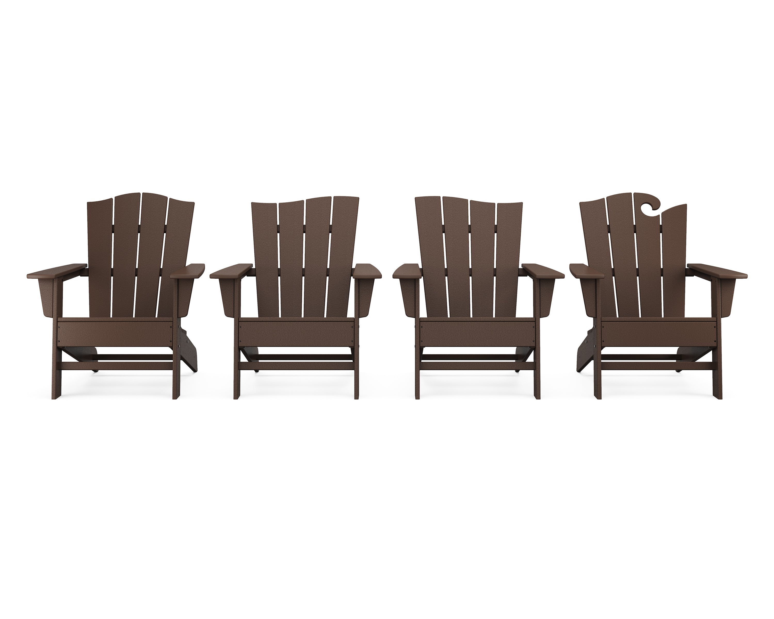 POLYWOOD® Wave Collection 4-Piece Adirondack Chair Set in Mahogany