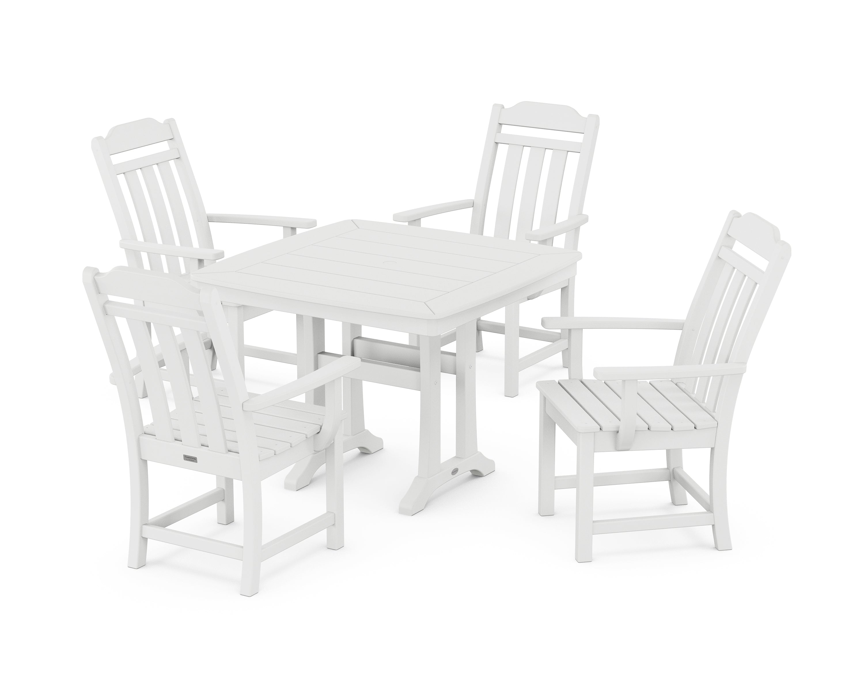 Polywood Country Living 5-Piece Dining Set with Trestle Legs in White