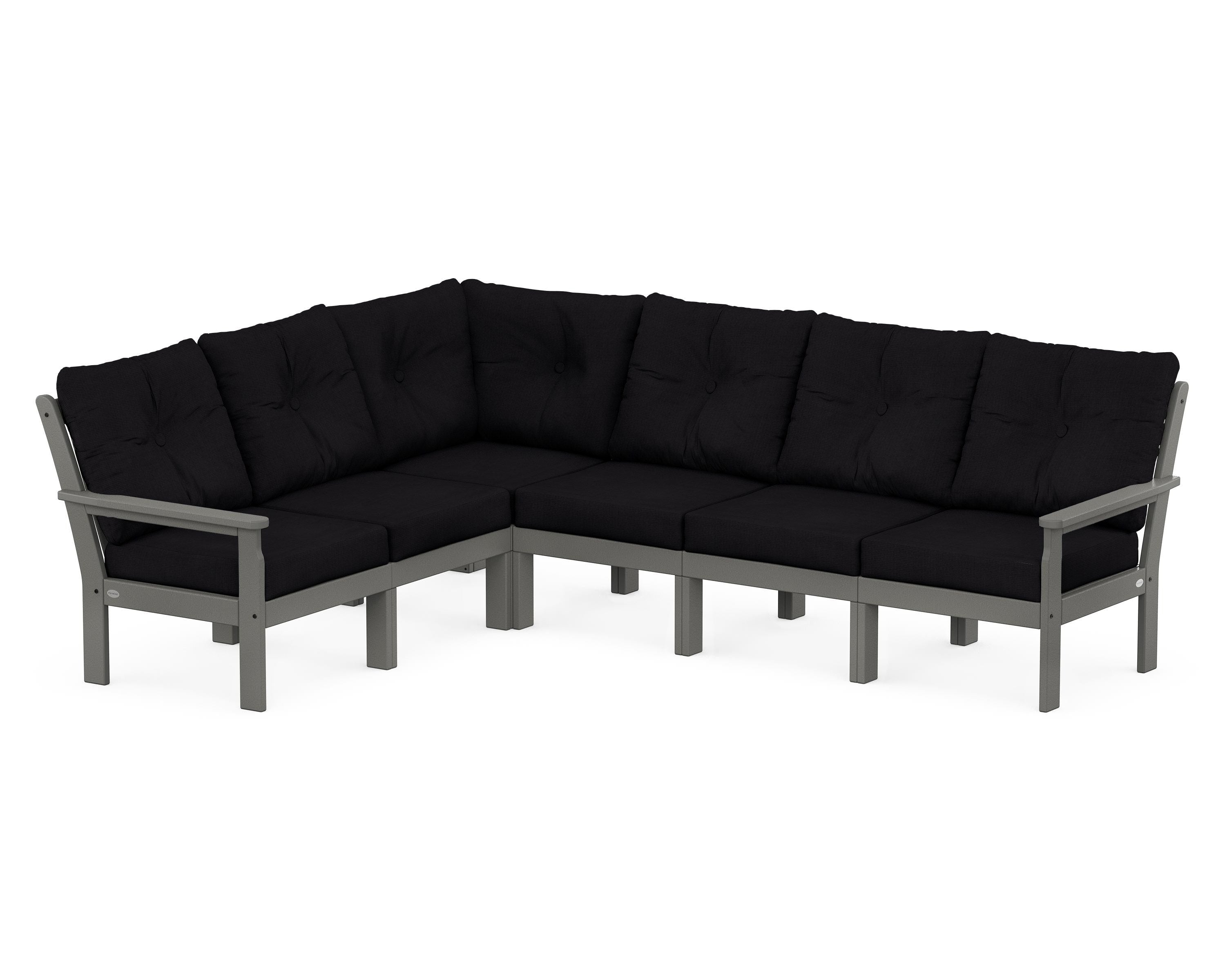 POLYWOOD Vineyard 6-Piece Sectional in Slate Grey / Midnight Linen