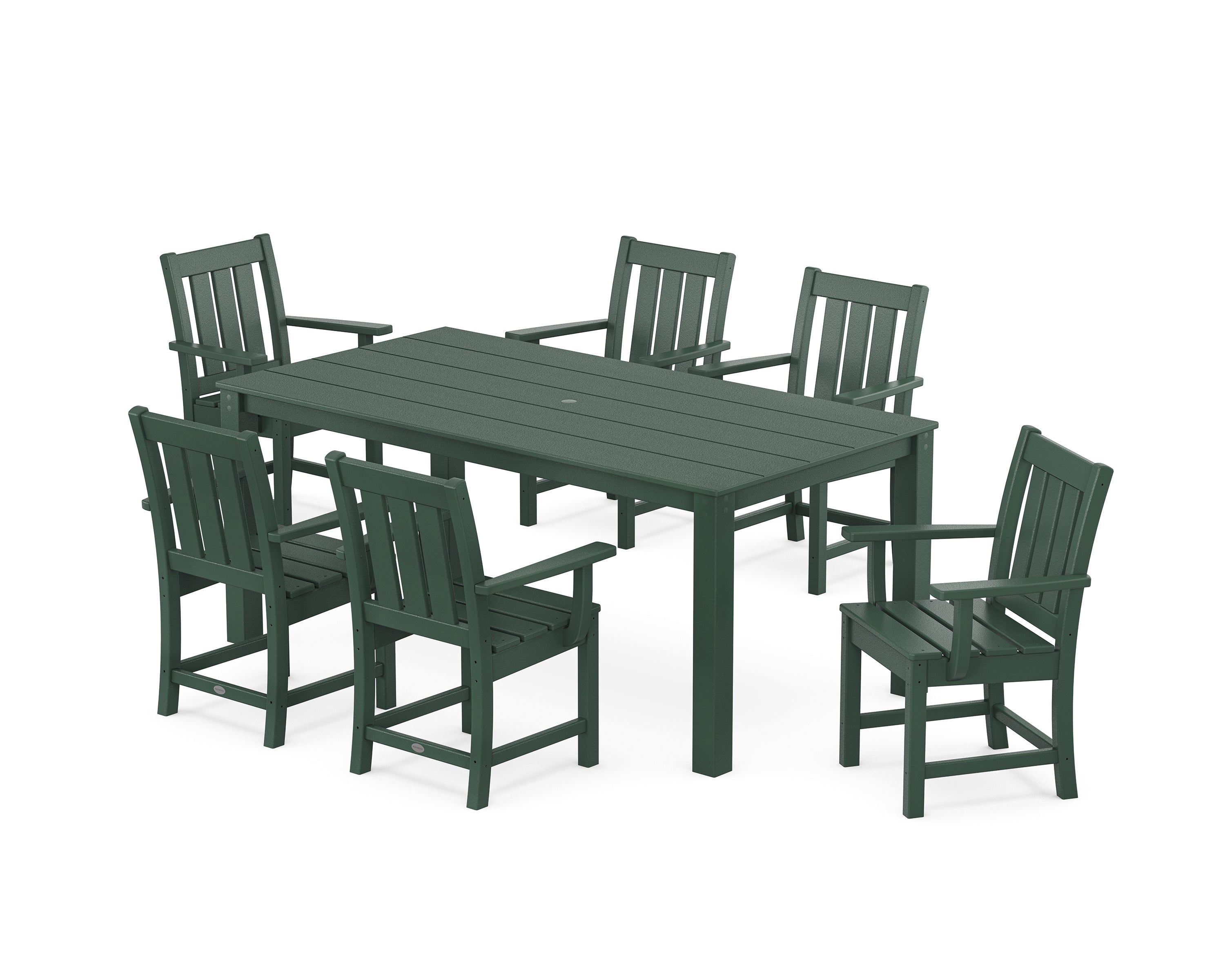 POLYWOOD Oxford Arm Chair 7-Piece Parsons Dining Set in Green