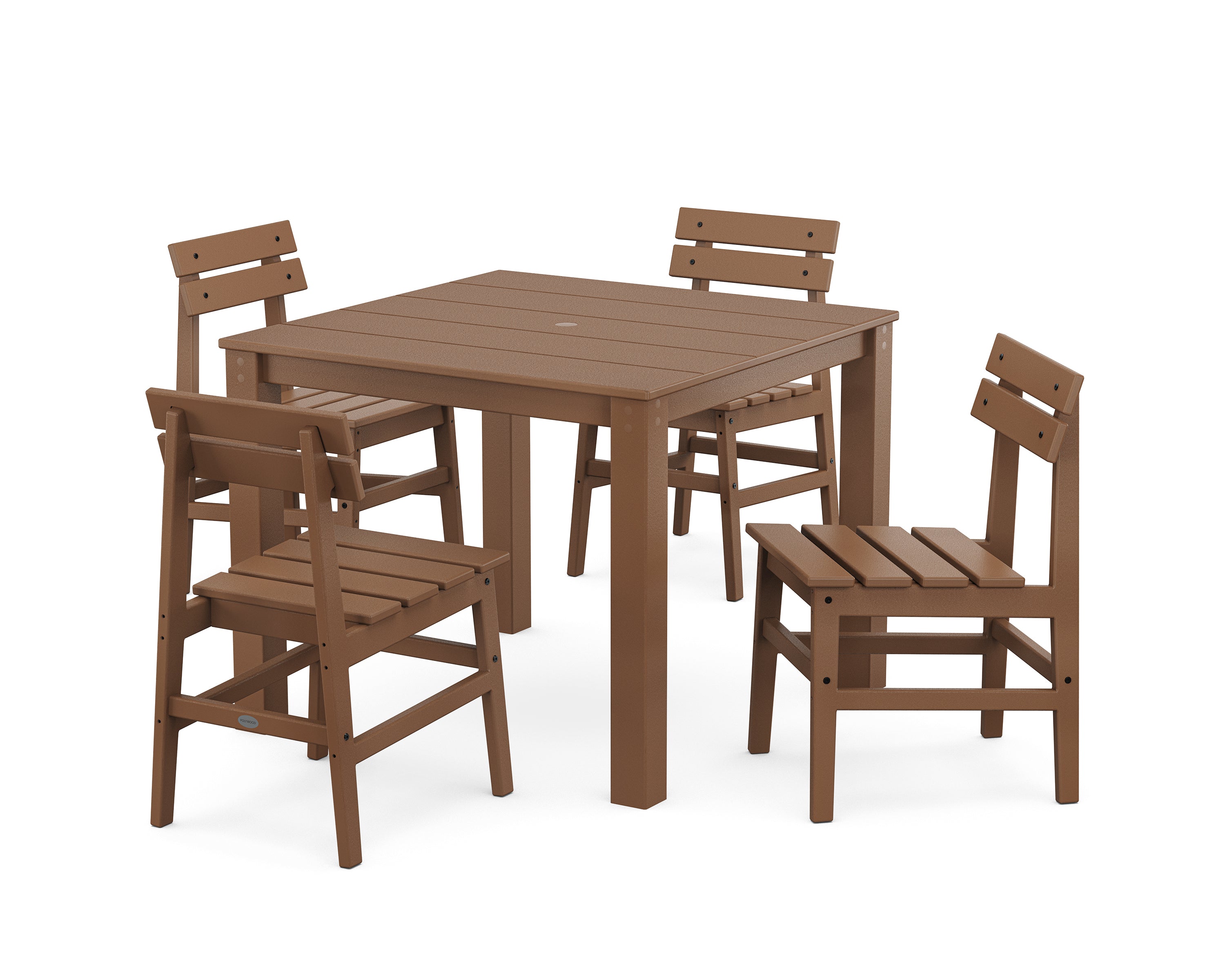 POLYWOOD Modern Studio Plaza Chair 5-Piece Parsons Dining Set in Teak