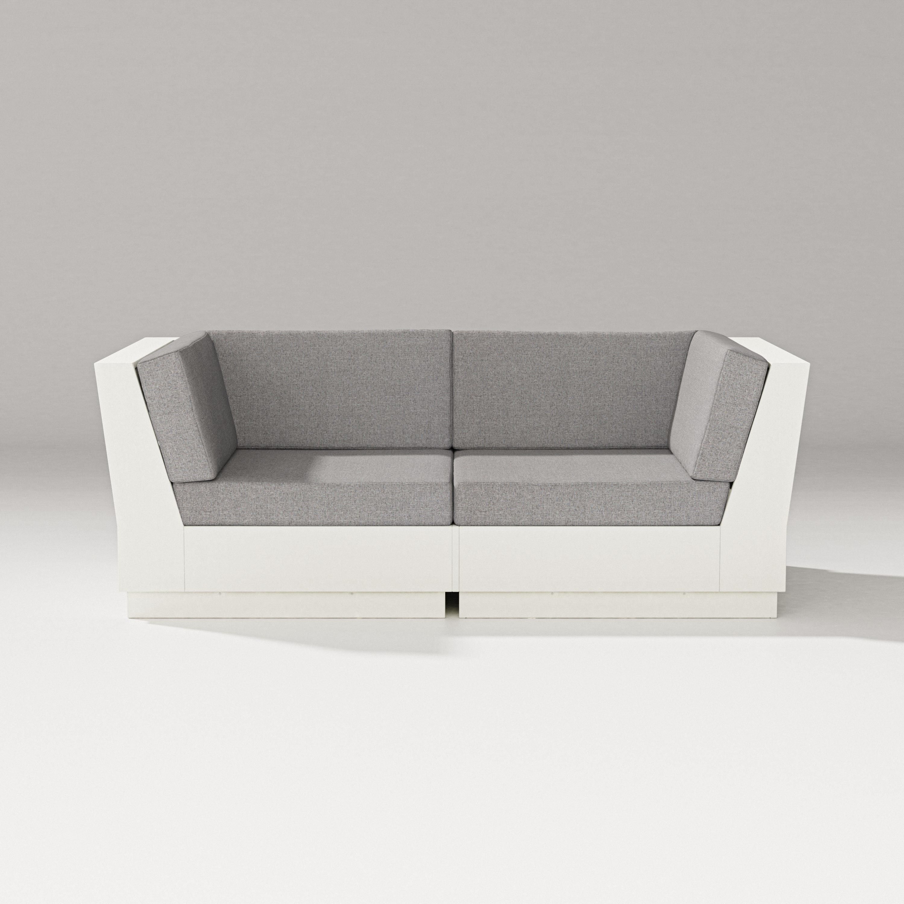PW Designer Series Elevate Loveseat Sectional in Vintage White / Grey Mist