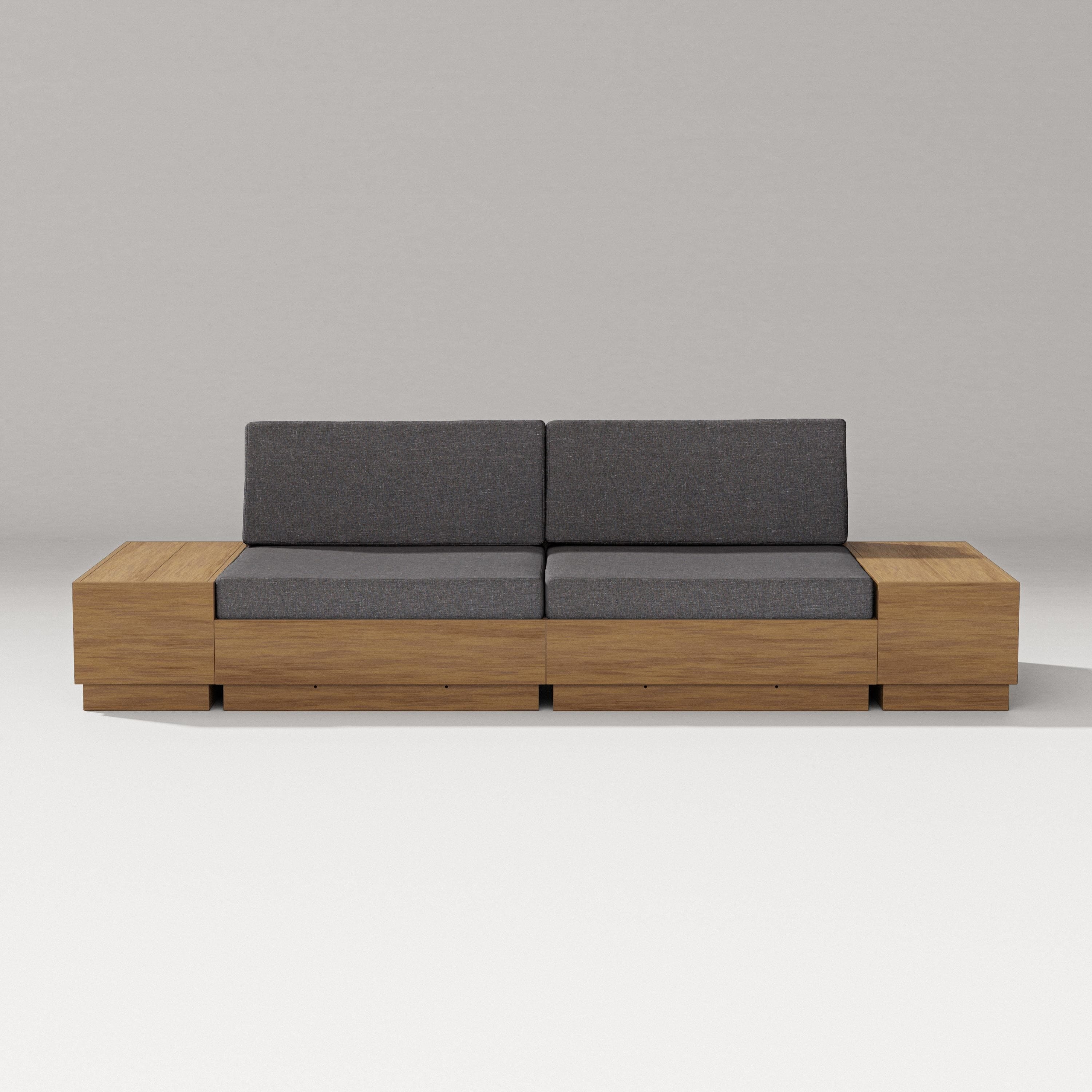 PW Designer Series Elevate 4-Piece Loveseat Sectional in Natural / Ash Charcoal
