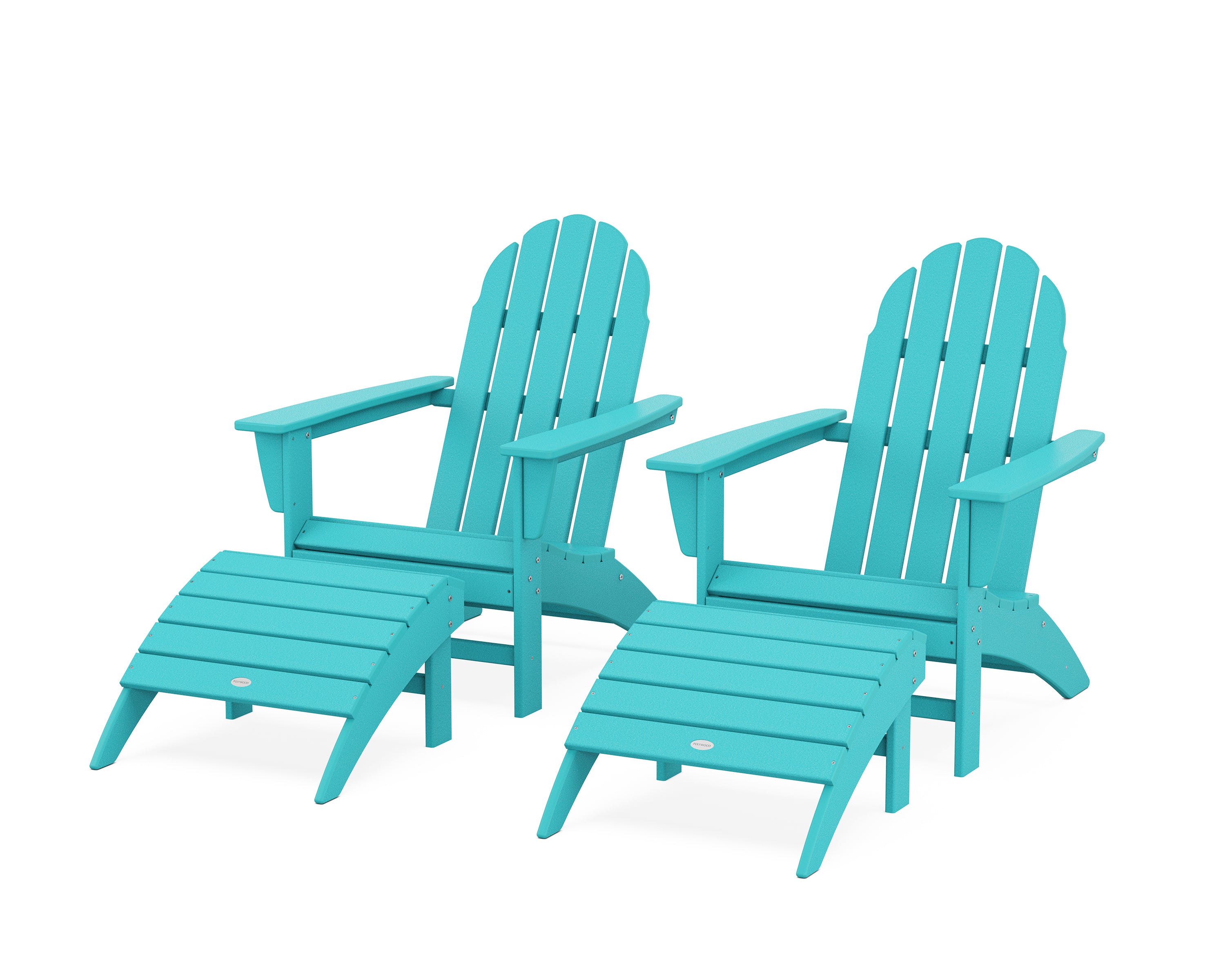 POLYWOOD Vineyard Adirondack Chair 4-Piece Set with Ottomans in Aruba