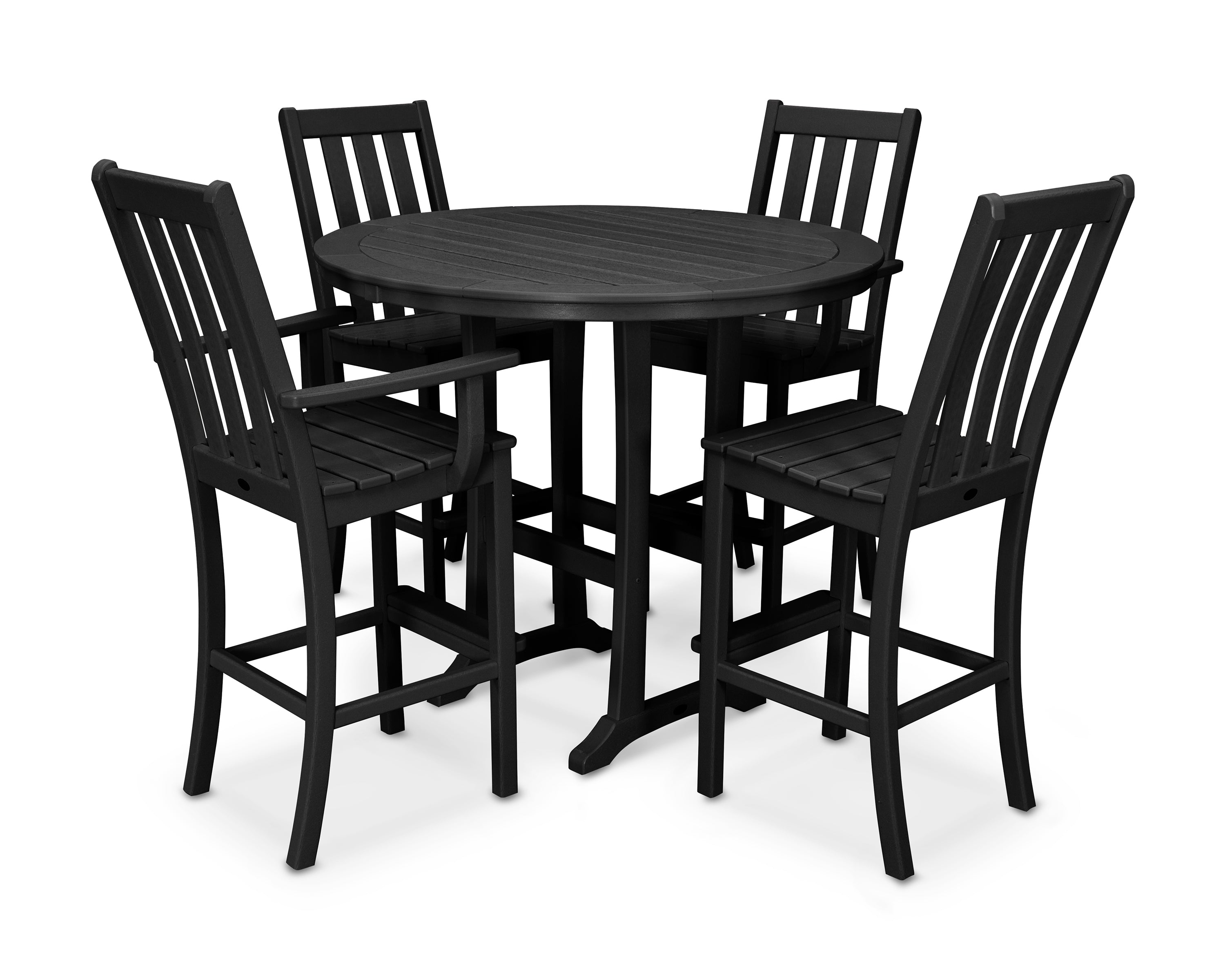 POLYWOOD® Vineyard 5-Piece Nautical Trestle Bar Set in Black