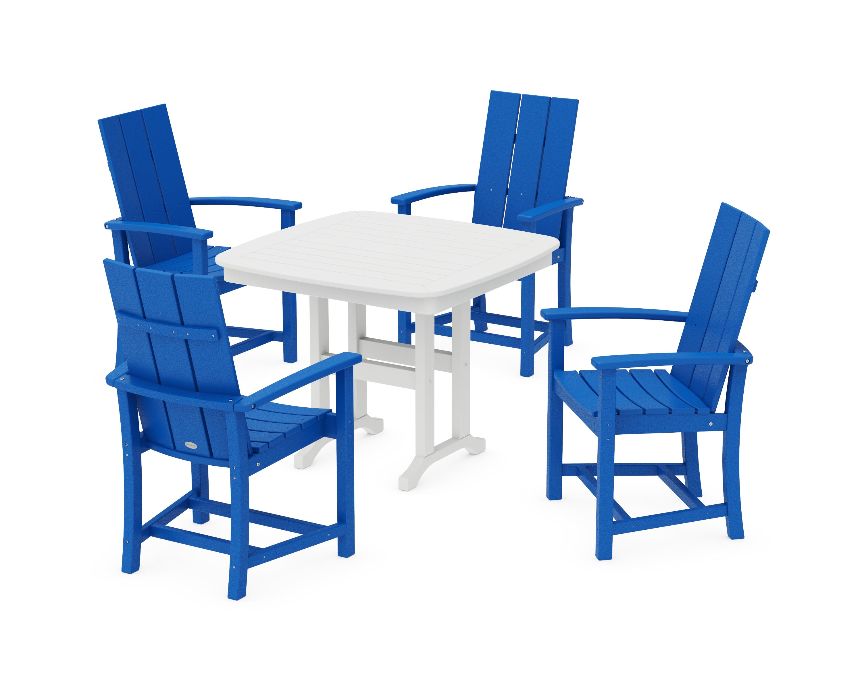 POLYWOOD Modern Adirondack 5-Piece Dining Set in Pacific Blue / White