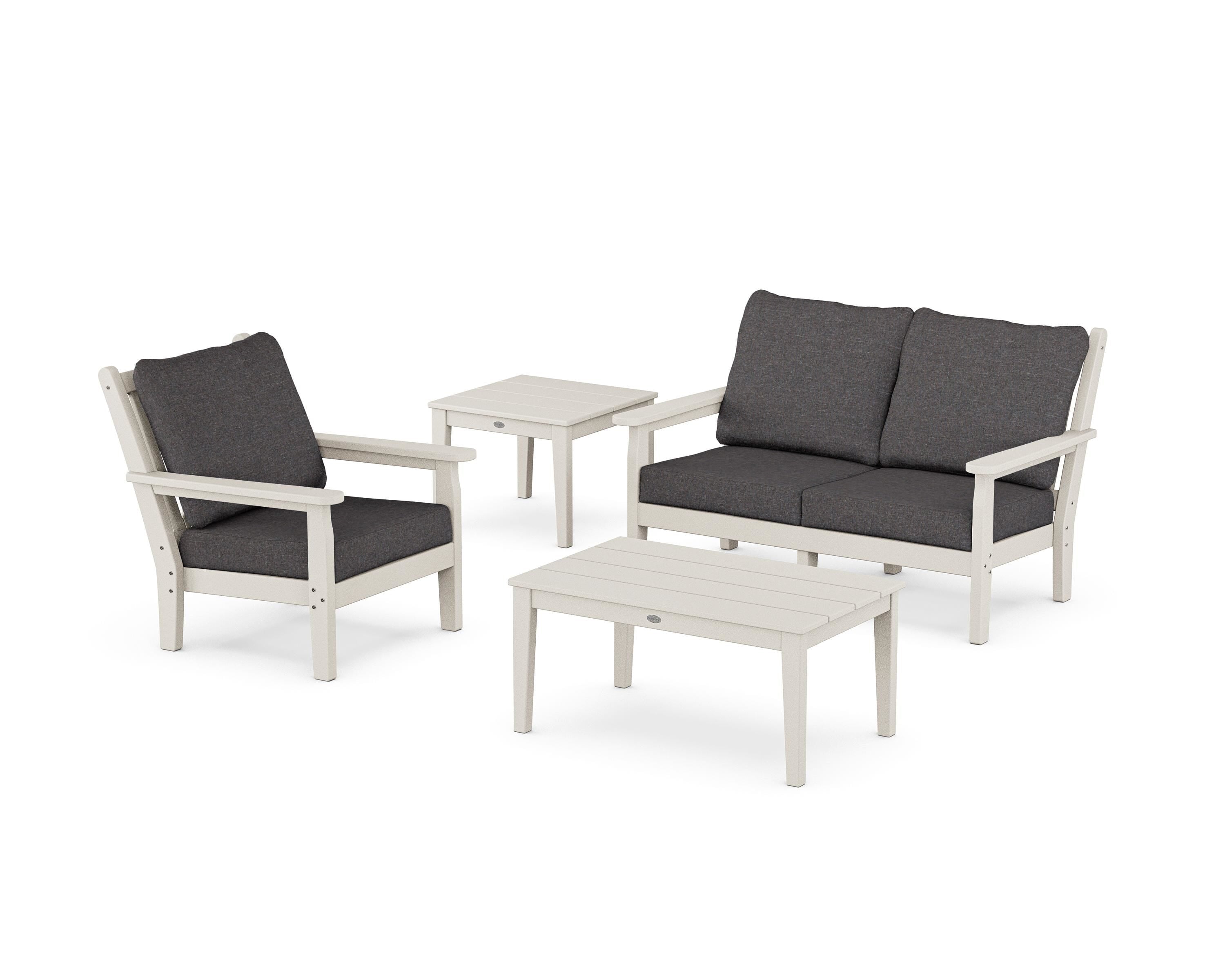 POLYWOOD Chippendale 4-Piece Deep Seating Set in Sand / Ash Charcoal