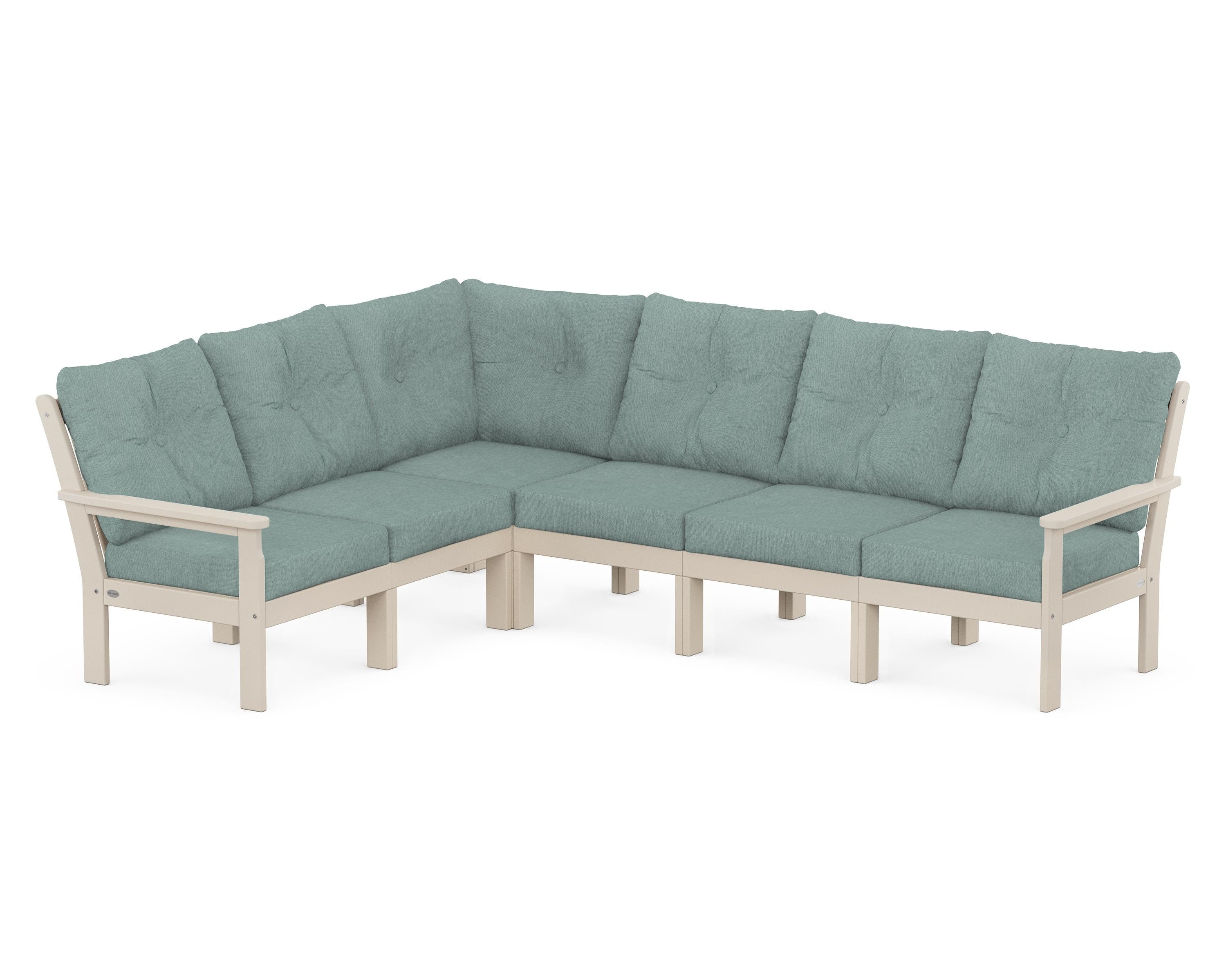 POLYWOOD Vineyard 6-Piece Sectional in Sand / Glacier Spa