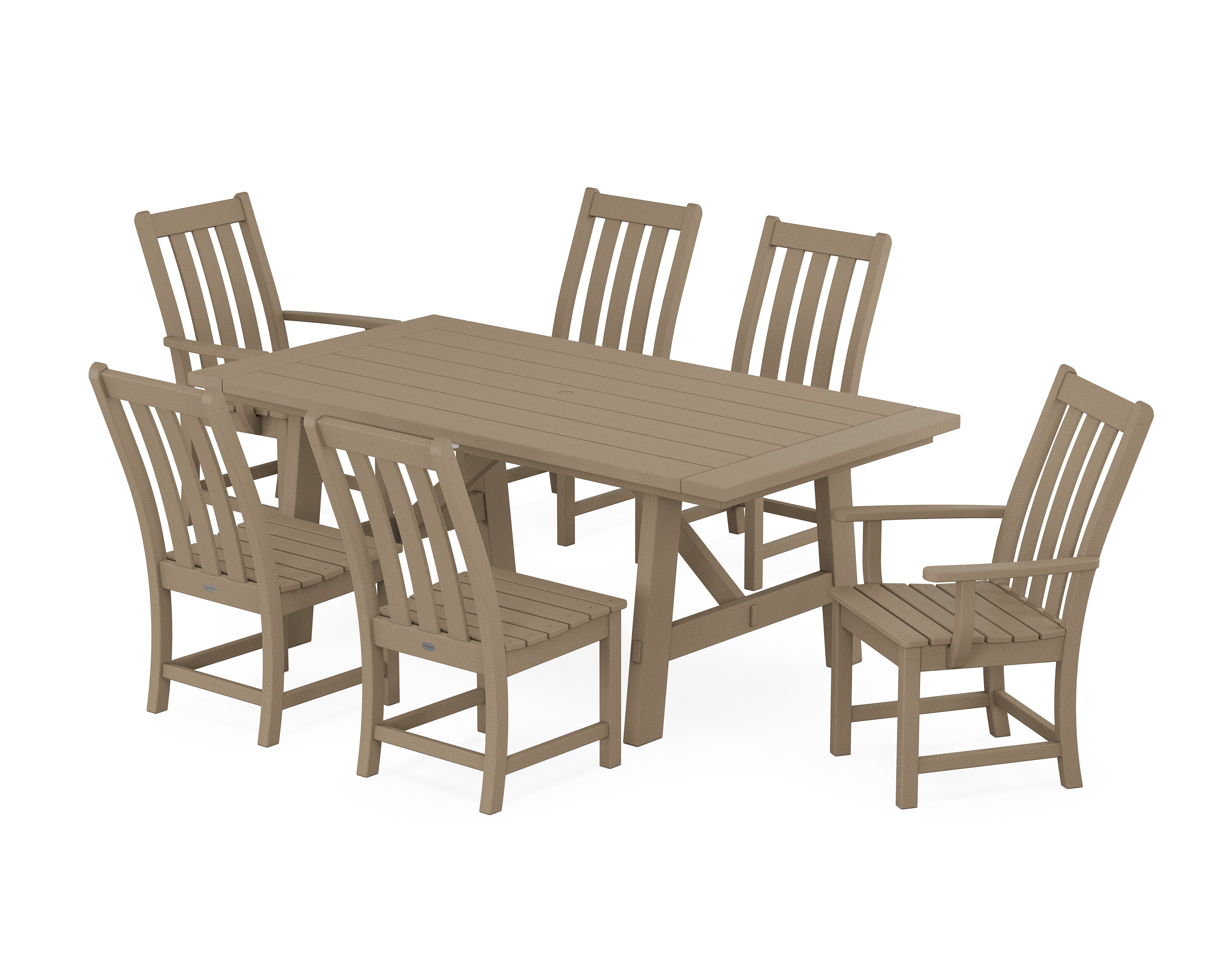 POLYWOOD Vineyard 7-Piece Rustic Farmhouse Dining Set in Vintage Sahara