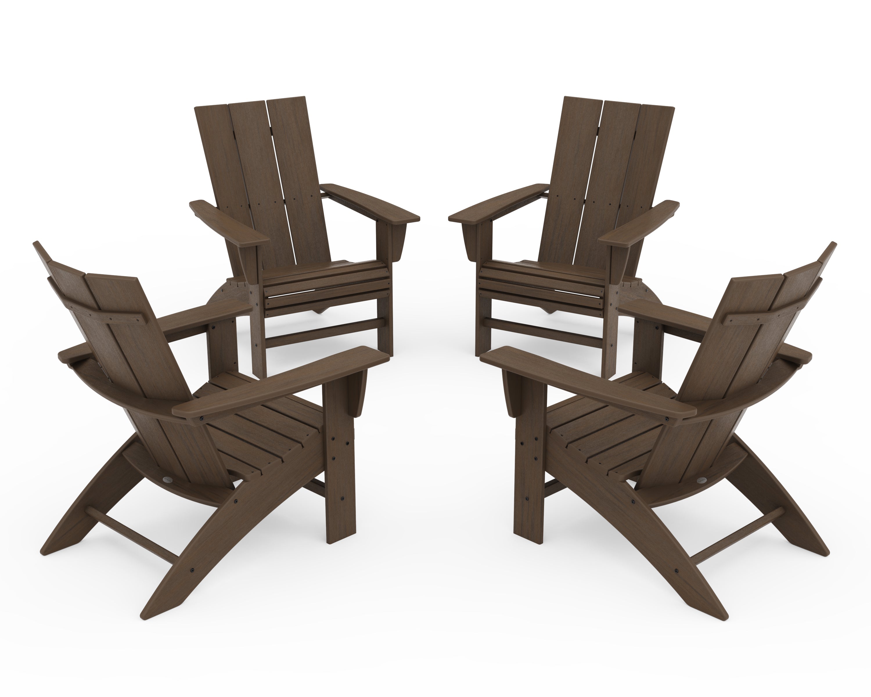 POLYWOOD 4-Piece Modern Curveback Adirondack Conversation Set in Kona