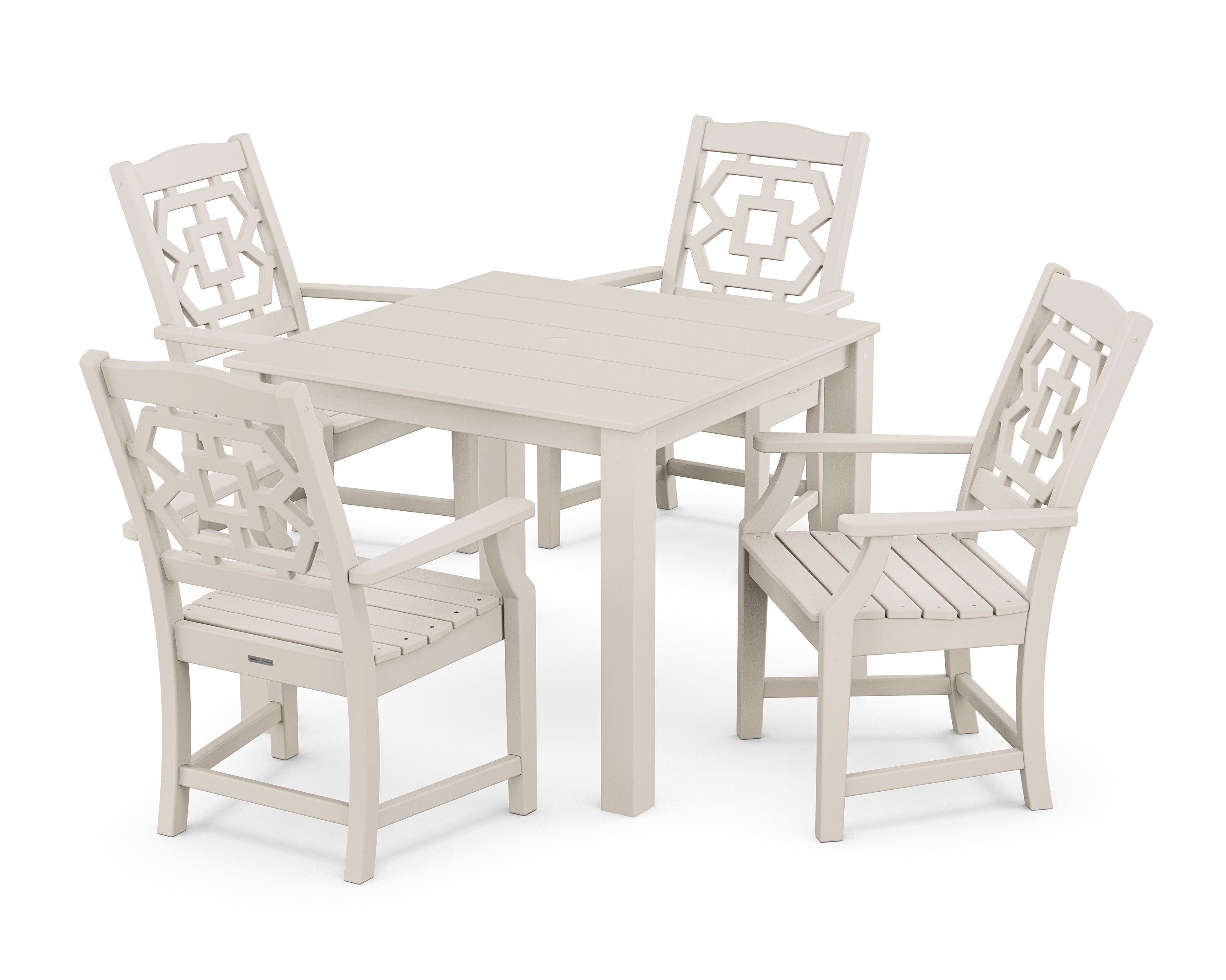 Martha Stewart by POLYWOOD Chinoiserie 5-Piece Parsons Dining Set in Sand