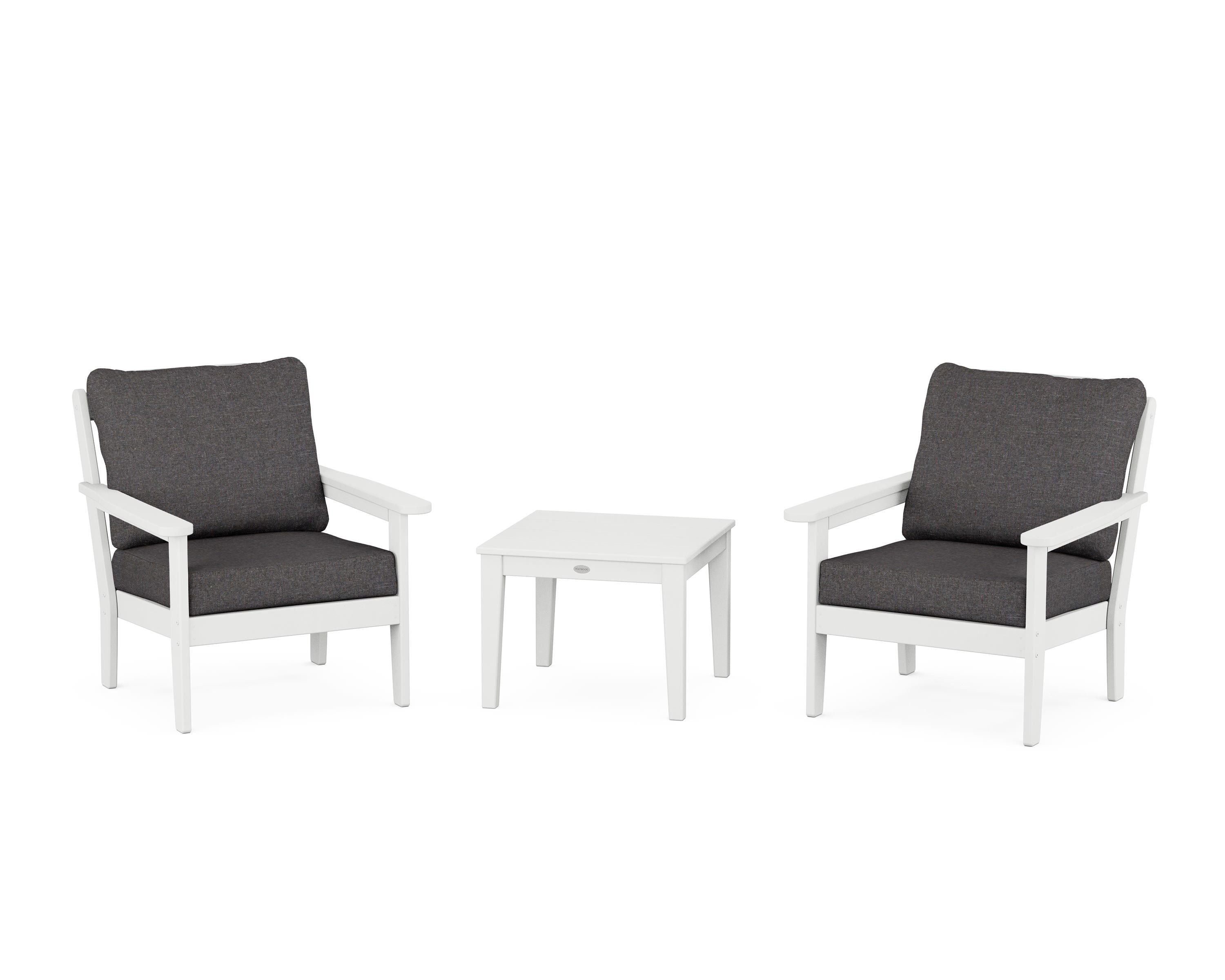 Country Living Cottage 3-Piece Deep Seating Set in White / Ash Charcoal