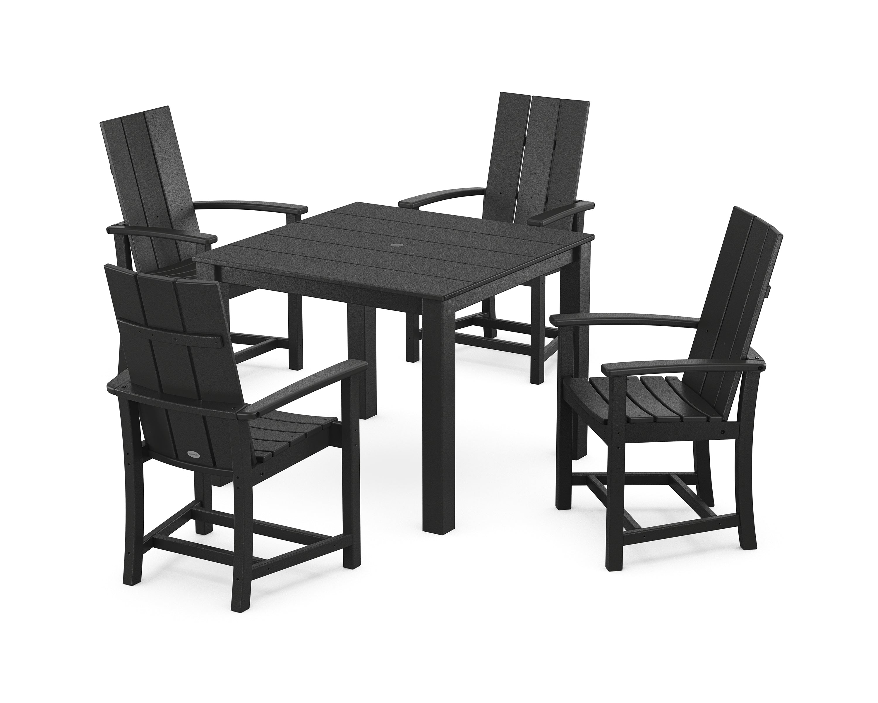 POLYWOOD Modern Adirondack 5-Piece Parsons Dining Set in Black