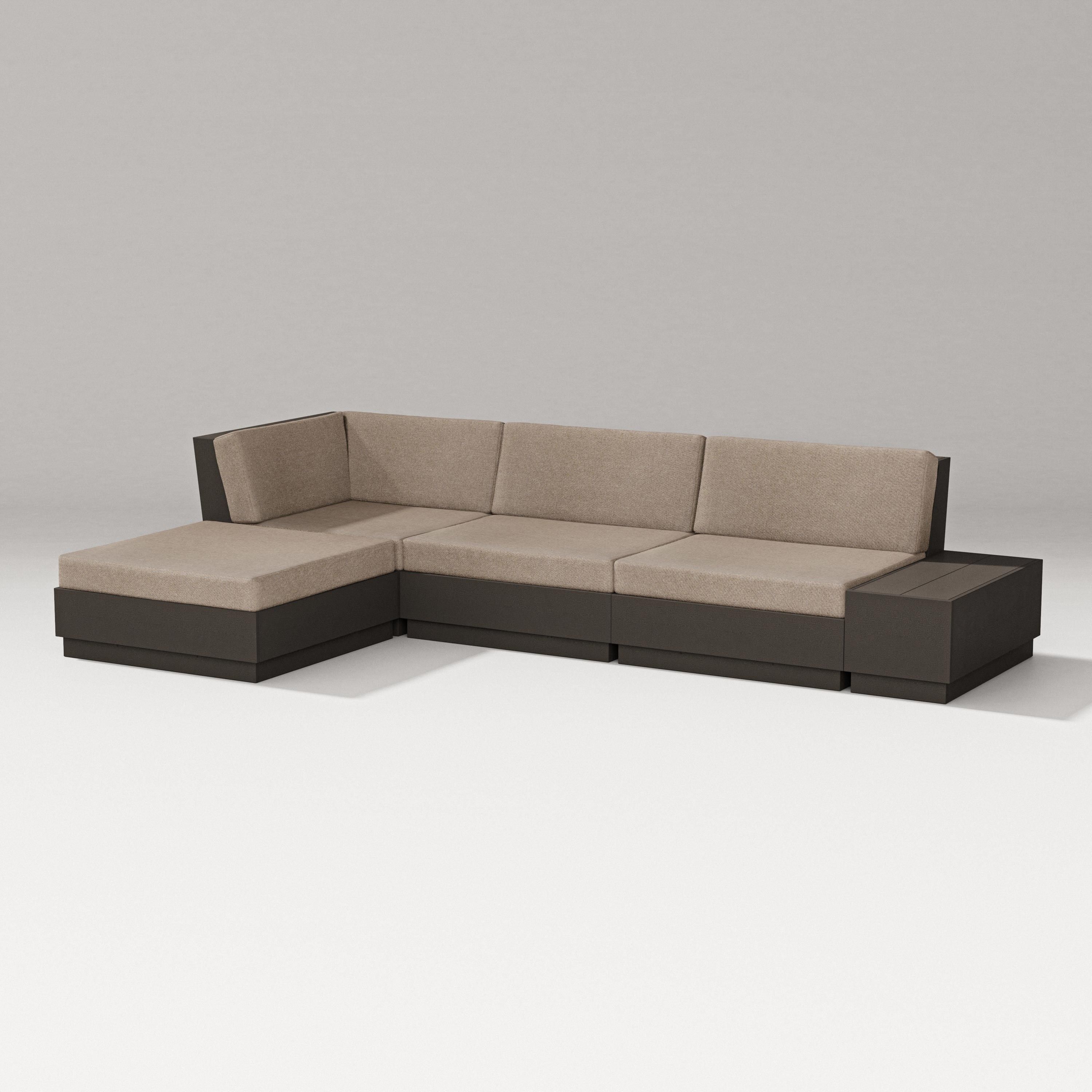PW Designer Series Elevate Chaise Sectional in Vintage Coffee / Spiced Burlap