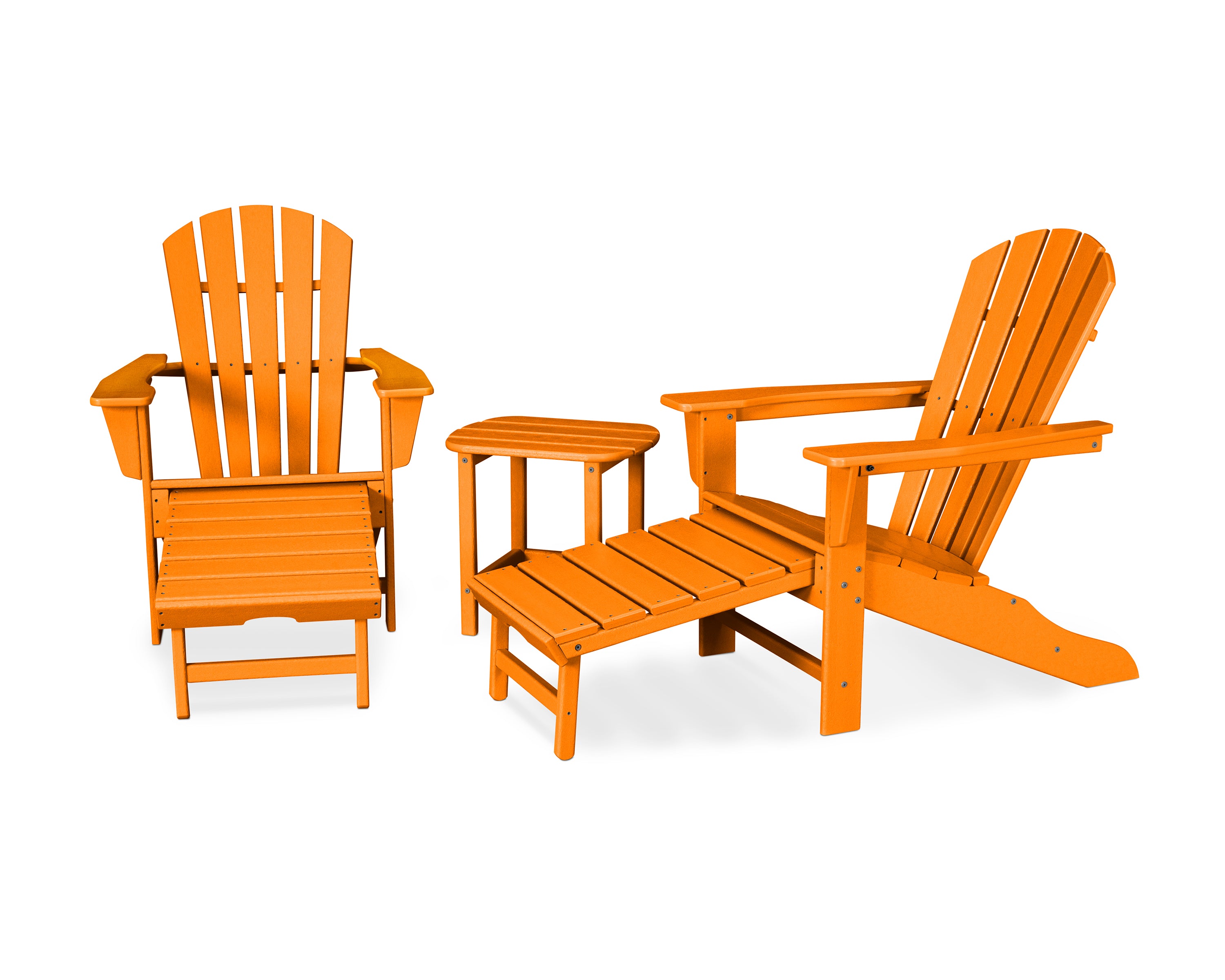 POLYWOOD Palm Coast Ultimate Adirondack 3-Piece Set in Tangerine